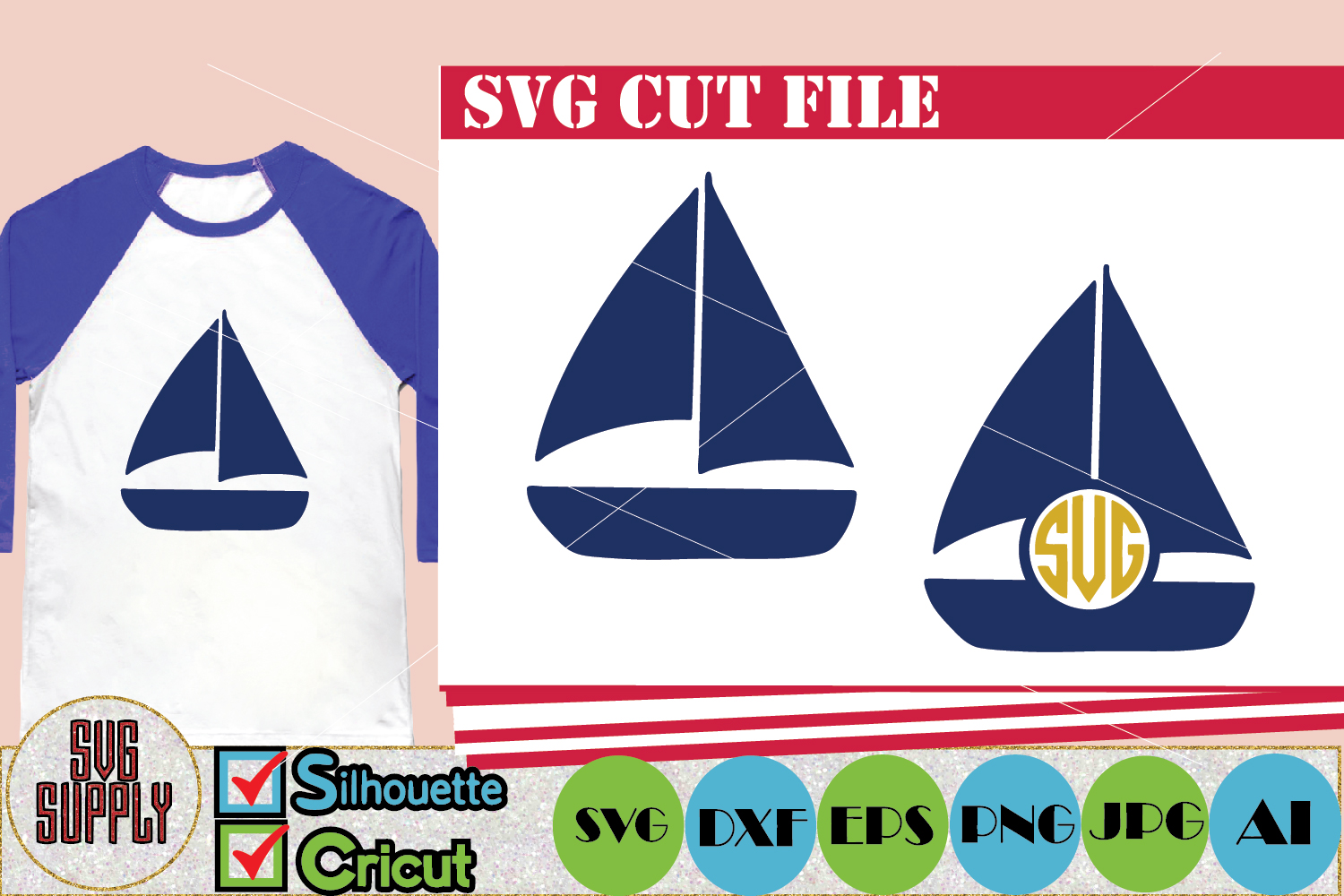 Download Sailboat SVG Cut File (119337) | Cut Files | Design Bundles