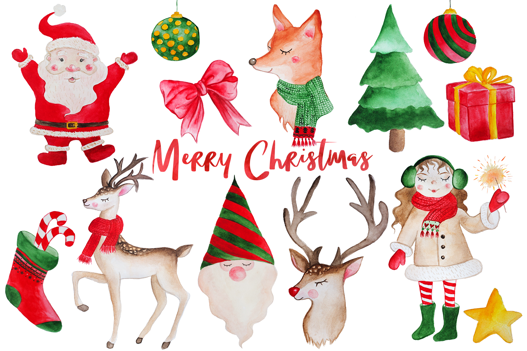Download Merry Christmas Watercolor set (49316) | Illustrations ...
