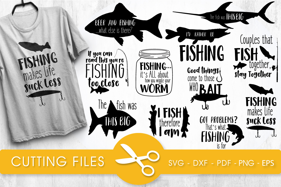 Fishing svg bundle cutting files svg, dxf, pdf, eps, png (441374