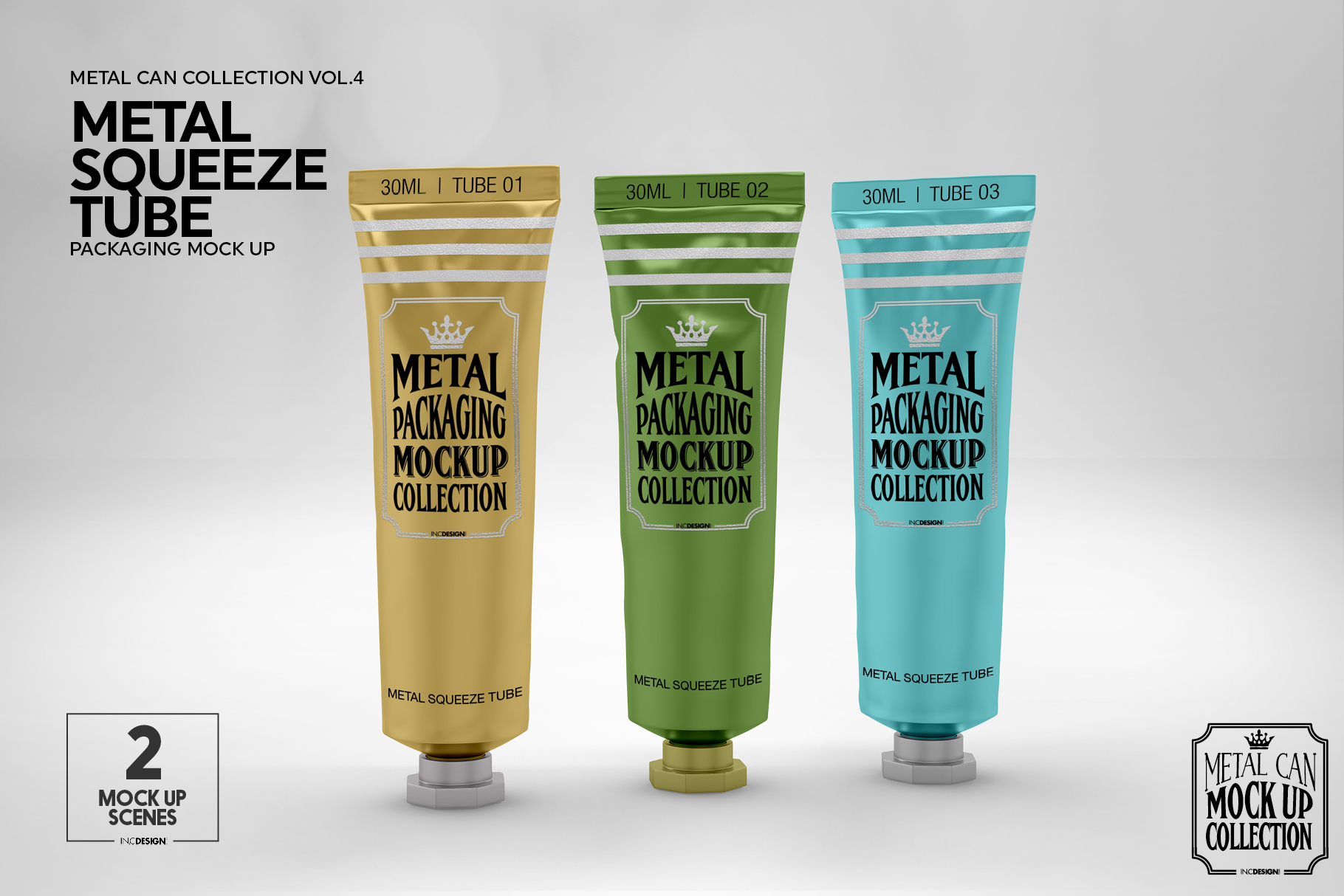 Metal Squeeze Tube Packaging Mockup