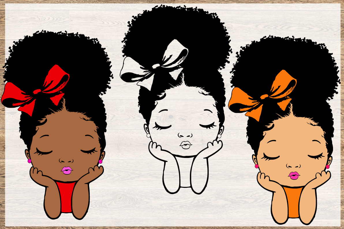 Peekaboo girl with puff afro ponytails svg cute black