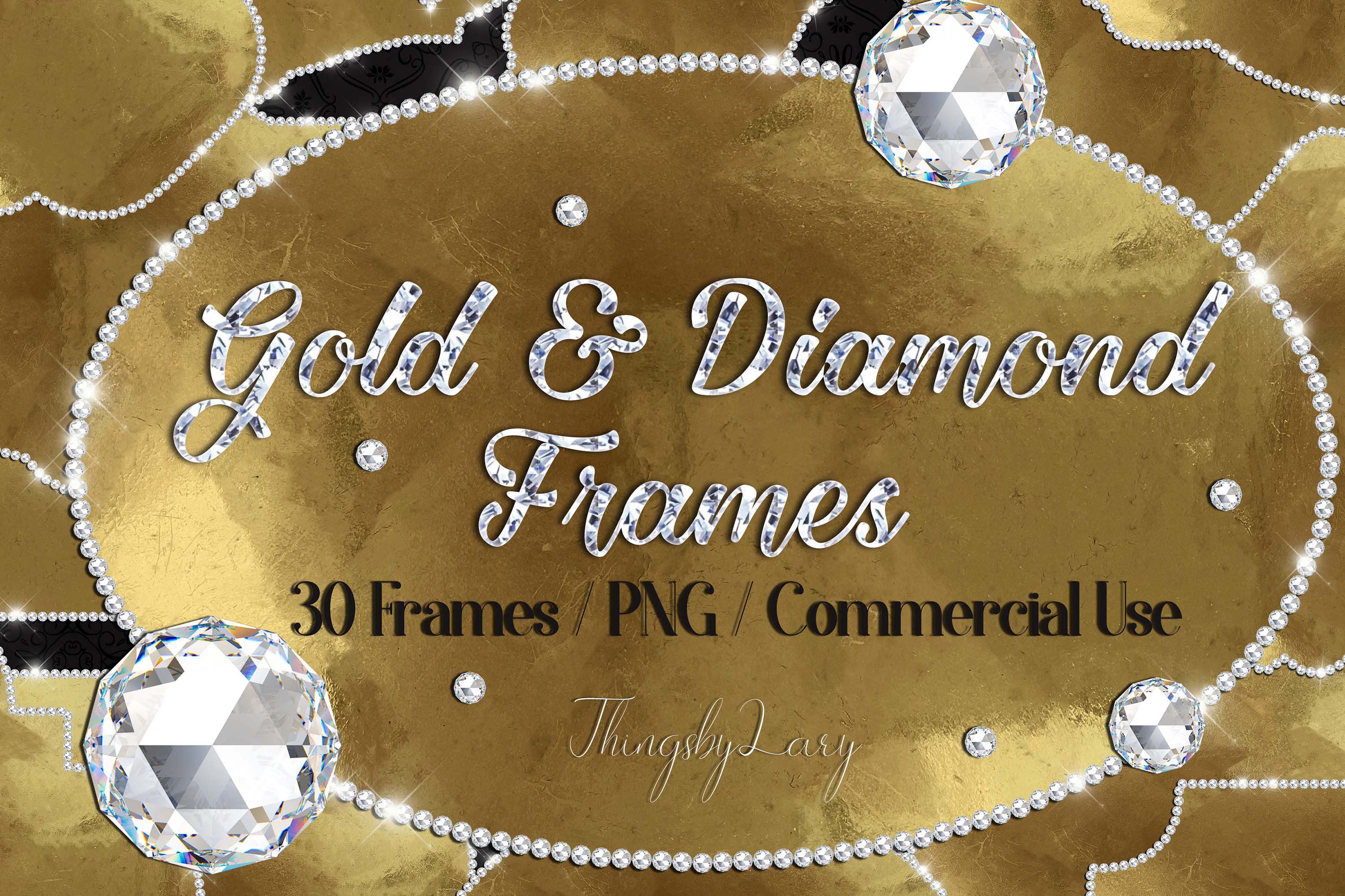 30 Real Gold and Diamond Frames Clip Arts Oval Square Frame (185049