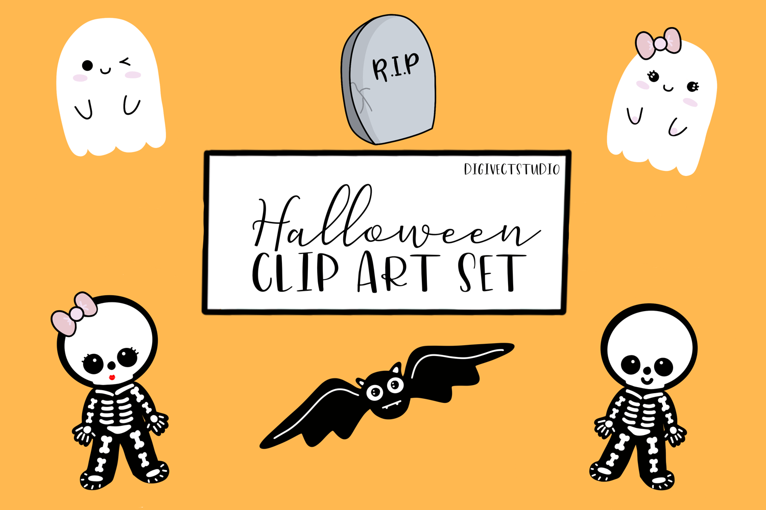 Halloween Clipart / SVG set - Cute kawaii style (313045