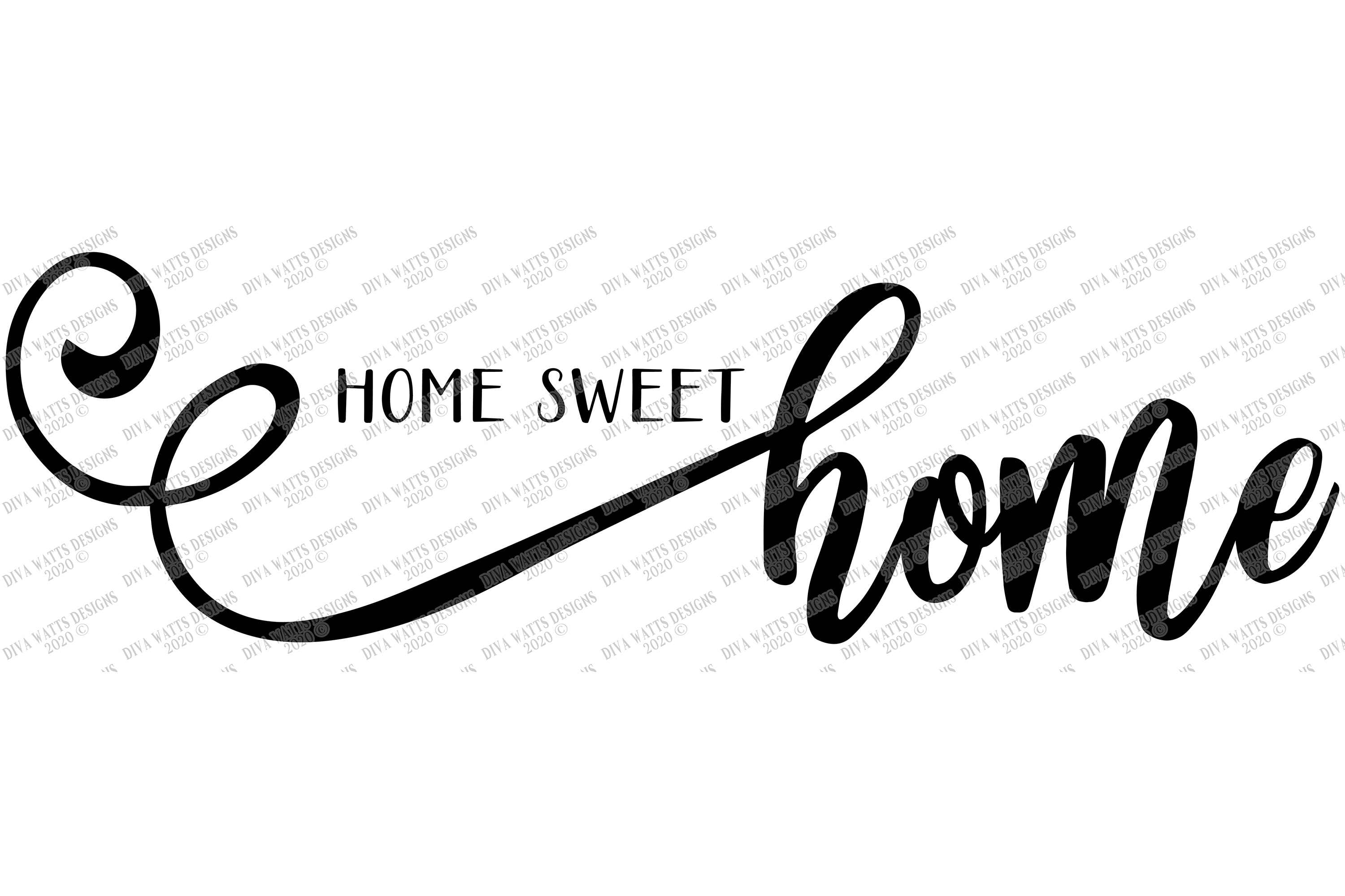 Home Sweet Home - Farmhouse Script With Tails - SVG