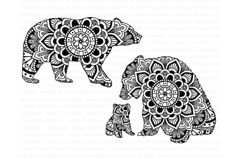 Download Bear Mandala SVG, Mama and Baby Bear Mandala SVG Files.