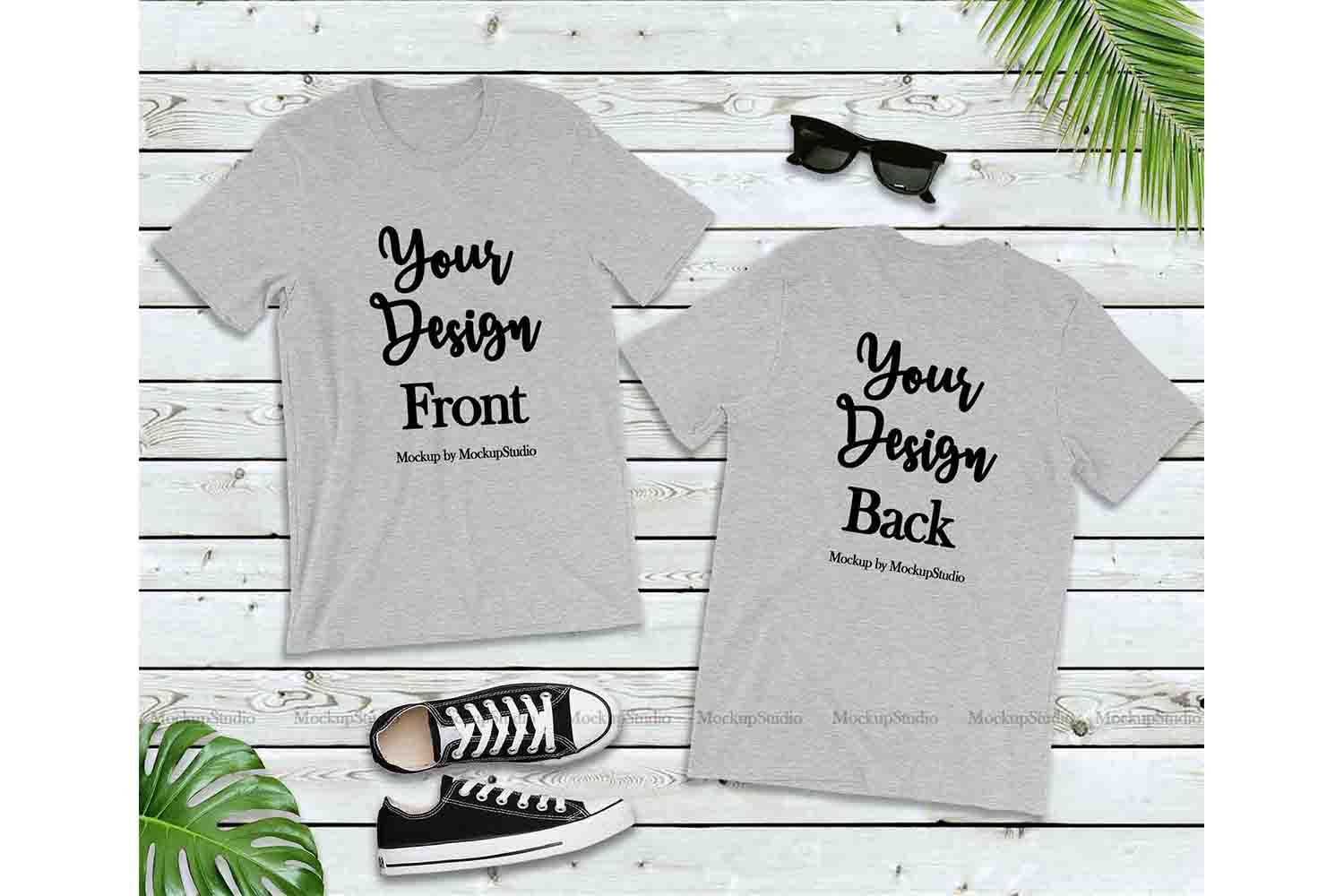 Download Front & Back Tshirt Mockup Bundle, 5 Colors Bella Canvas ...