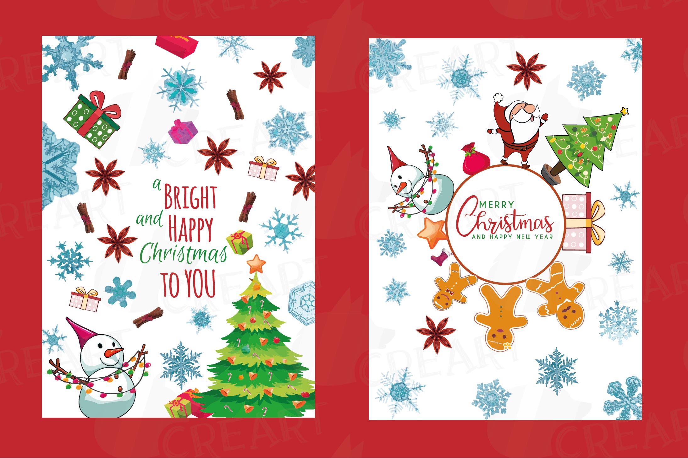 Christmas greeting Cards, Merry Christmas cards, labels