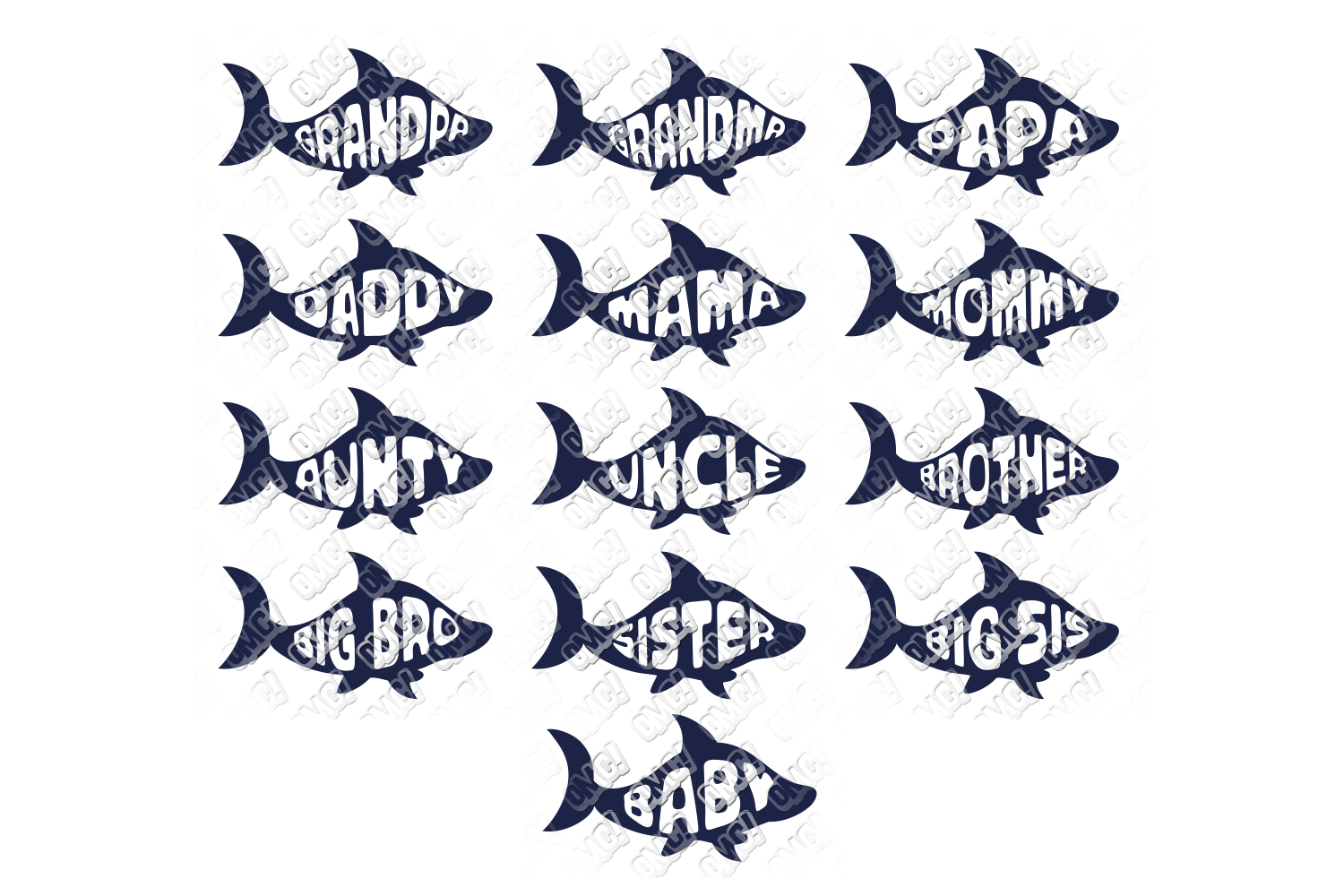 Download Shark Family SVG Bundle in SVG, DXF, PNG, EPS, JPEG