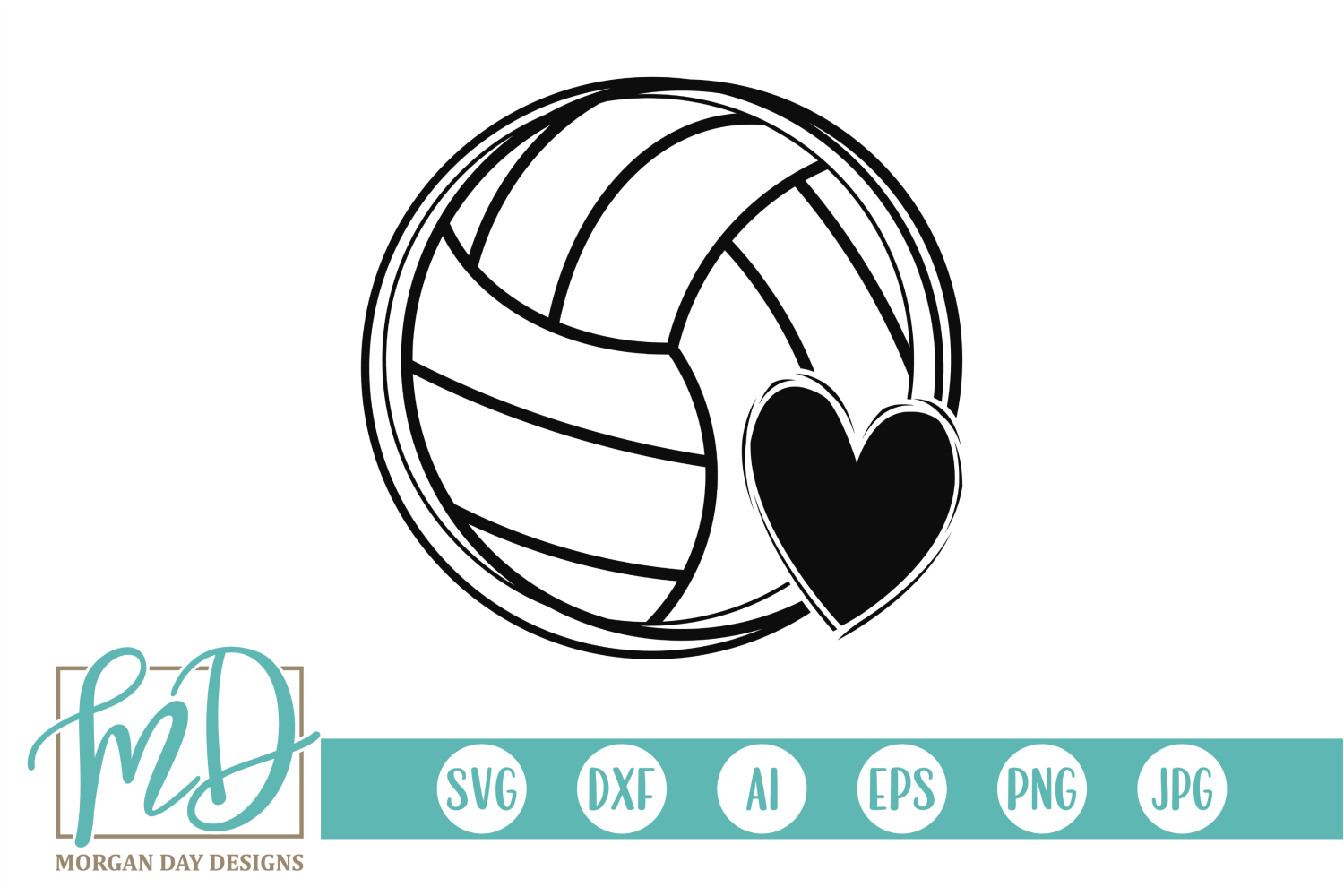 Download Volleyball with Heart SVG, DXF, AI, EPS, PNG, JPEG