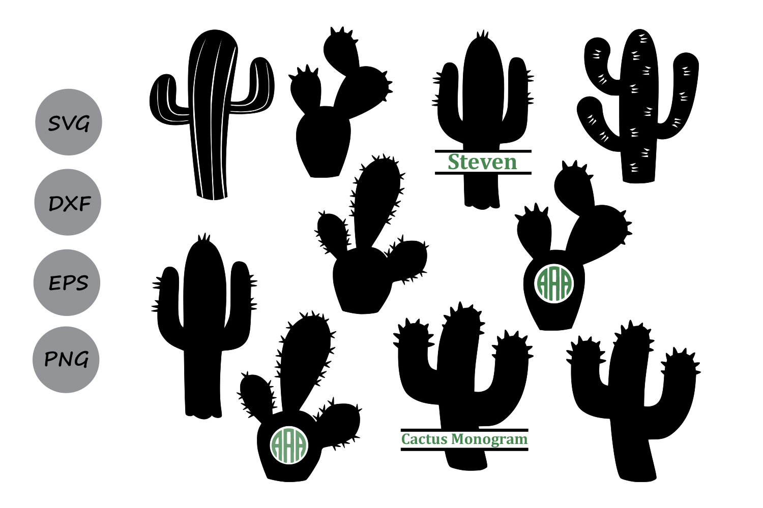 Cactus svg, cactus clipart, Cactus Monogram Svg, cactus silhouette