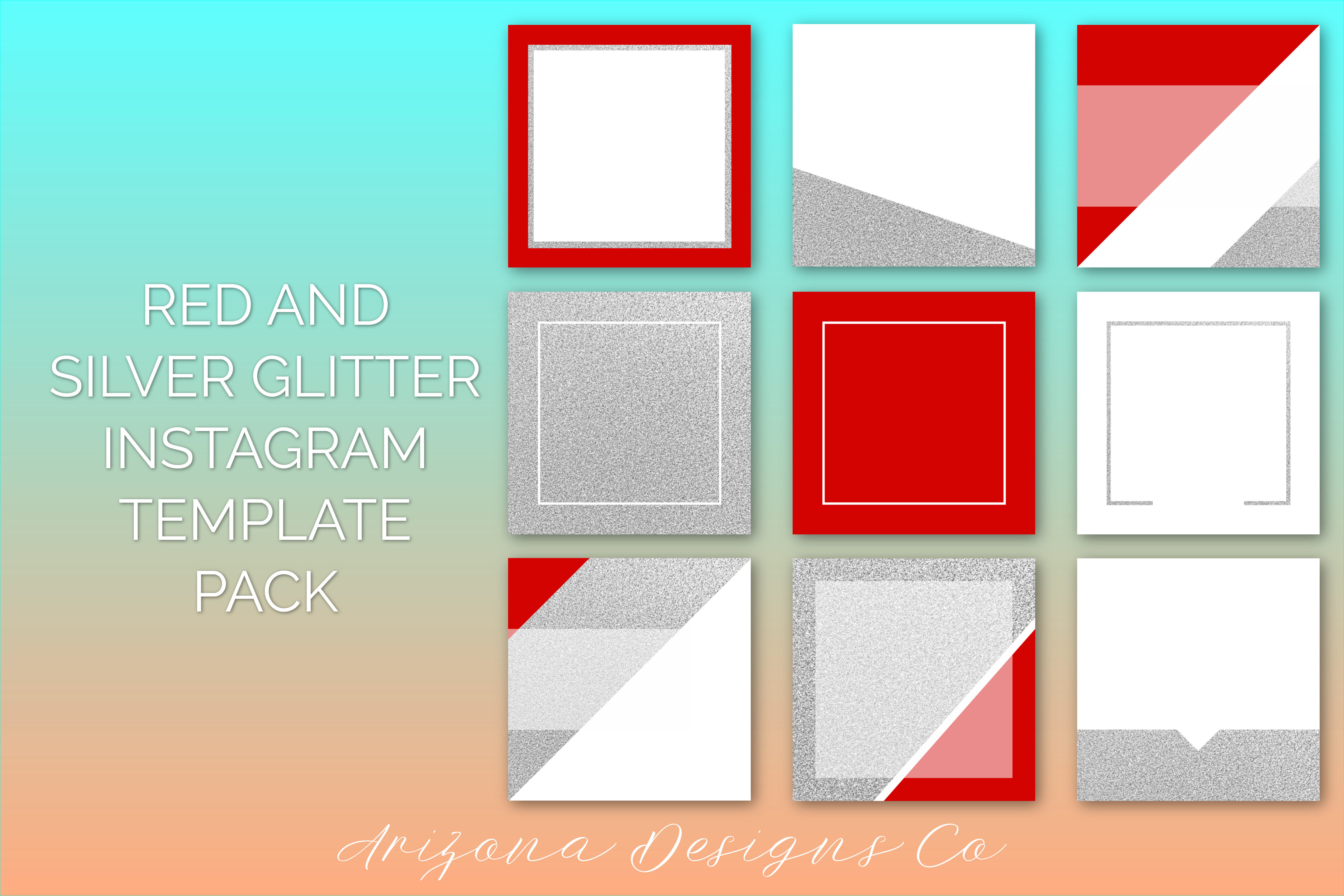 Download Red and Silver Glitter Instagram Template Pack