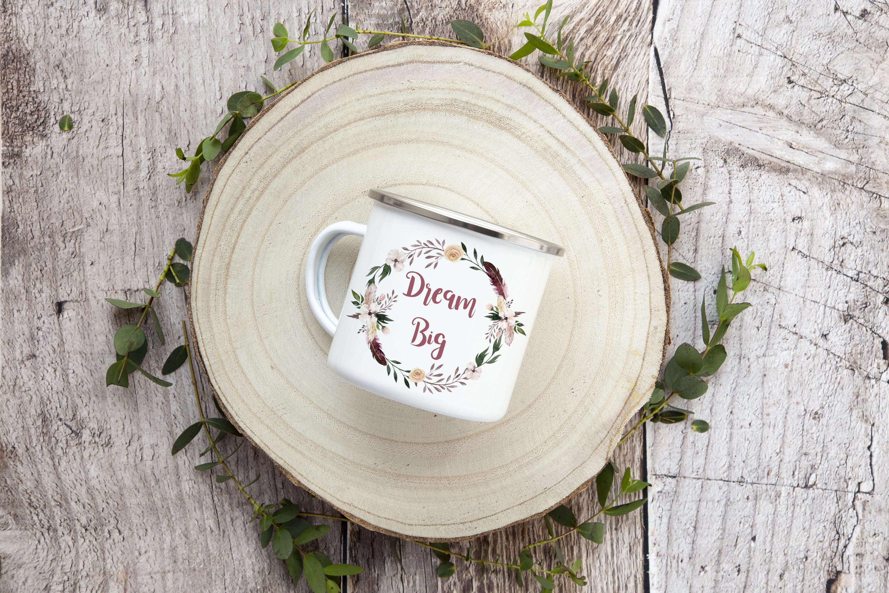 Download Enamel Mug Mockup- rustic wood (98111) | Mock Ups | Design Bundles