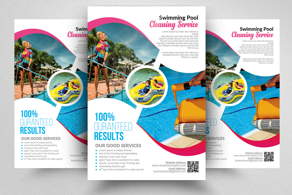 Pool Cleaning Service Flyer (75807) Flyers Design Bundles