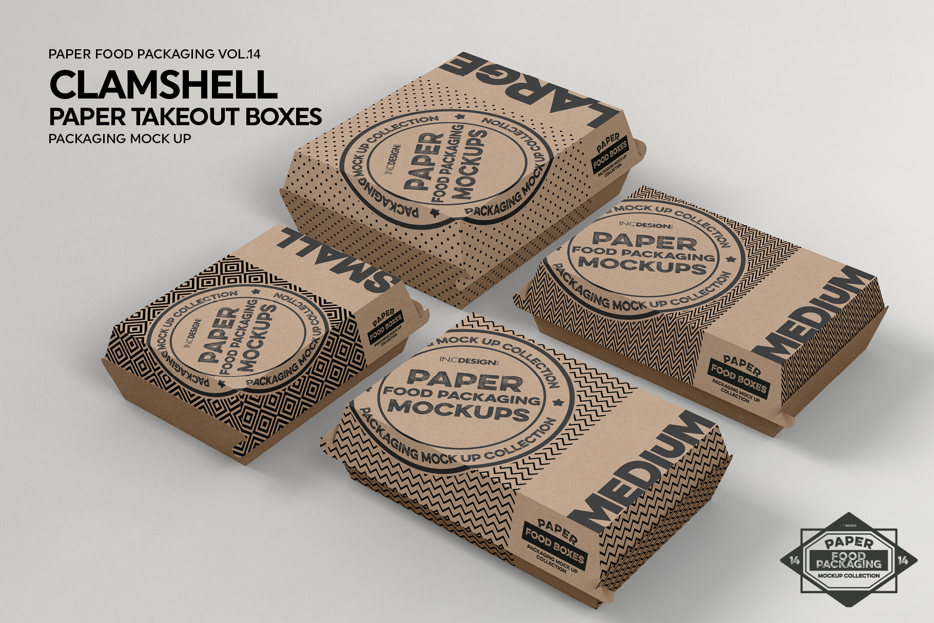Download VOL.14 Food Box Packaging MockUps (199936) | Branding | Design Bundles