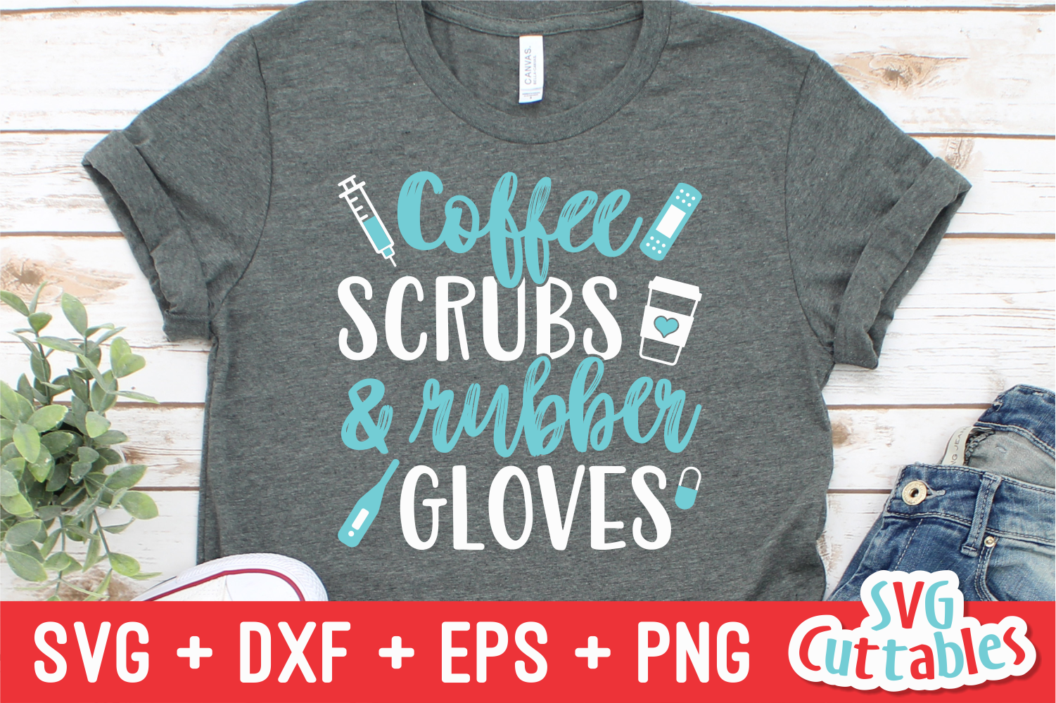 Download Coffee Scrubs and Rubber Gloves | Nurse | SVG Cut File