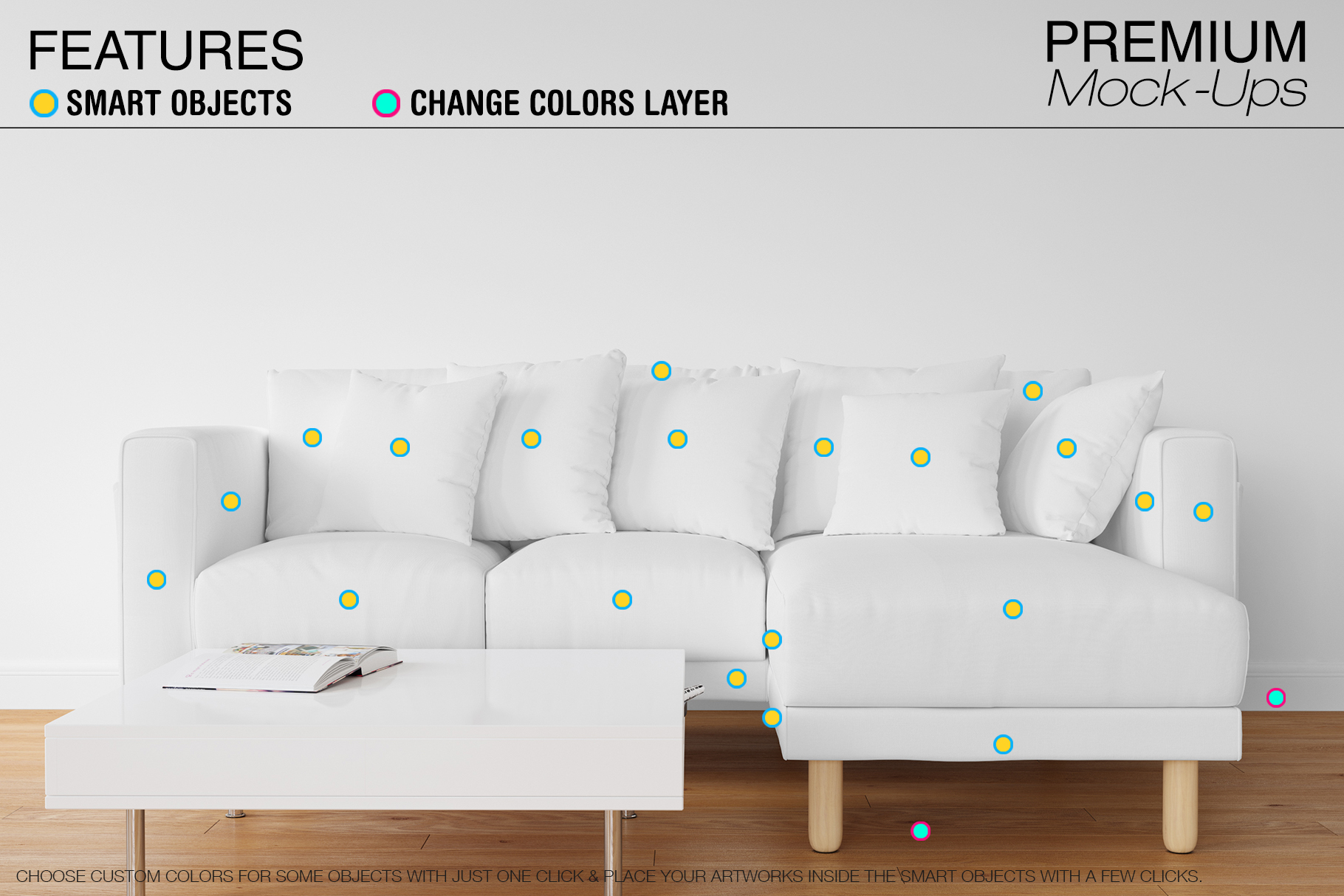 Download Sofa, Pillows & Frames Mockup Pack (74399) | Mock Ups ...