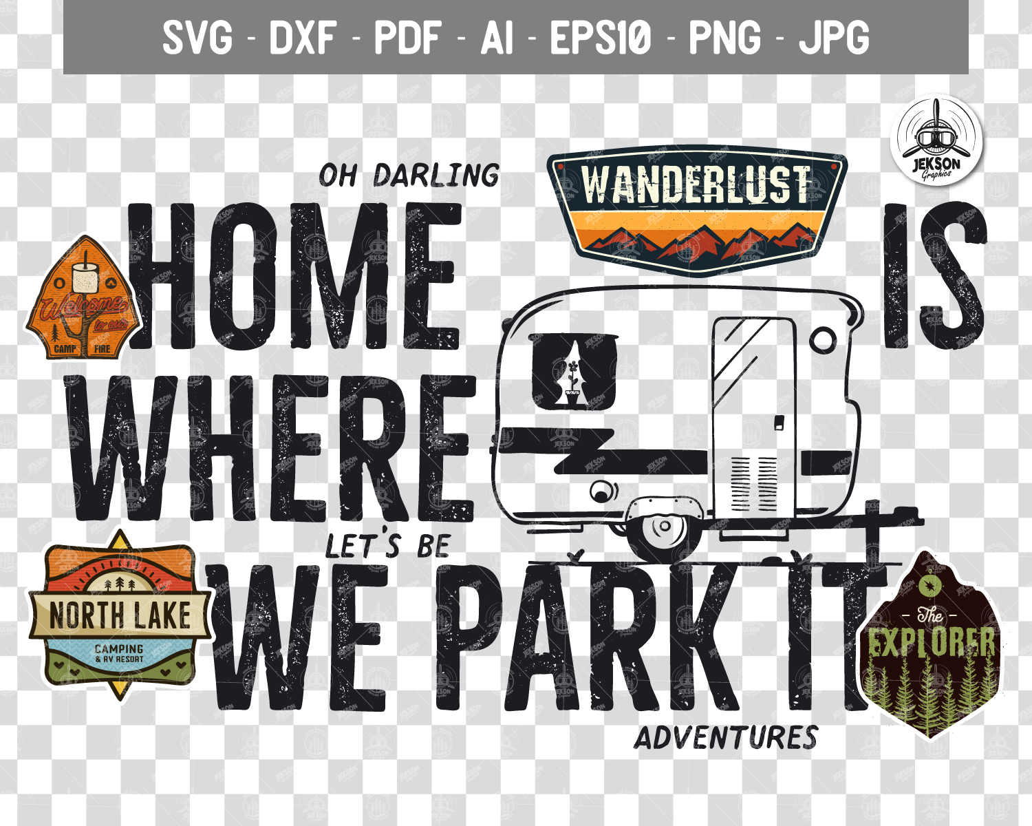 Download Vintage Camp SVG Badge / Retro Hiking Graphic T-Shirt Cricut (233174) | Illustrations | Design ...