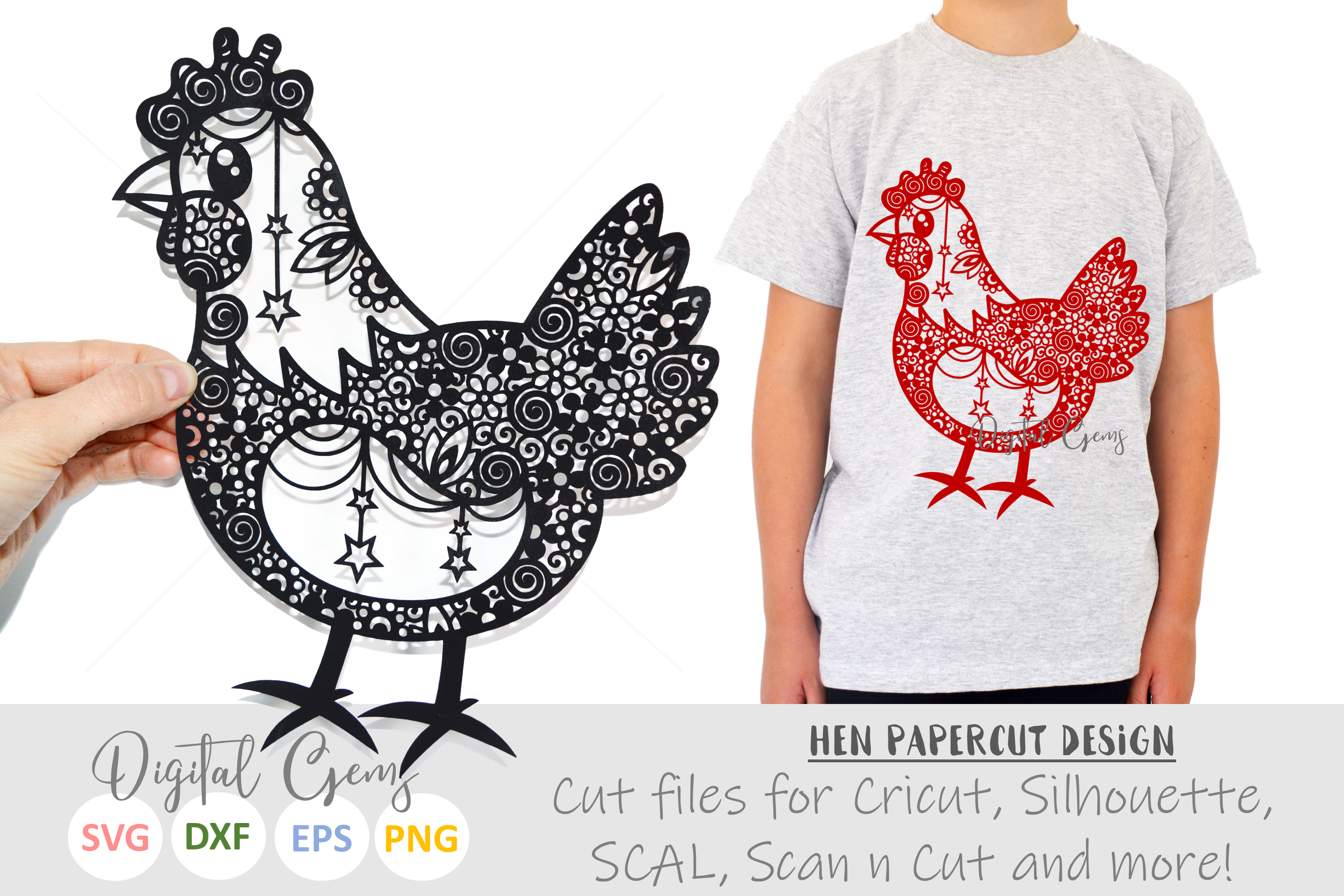 Download Chicken / Hen paper cut SVG / DXF / EPS files