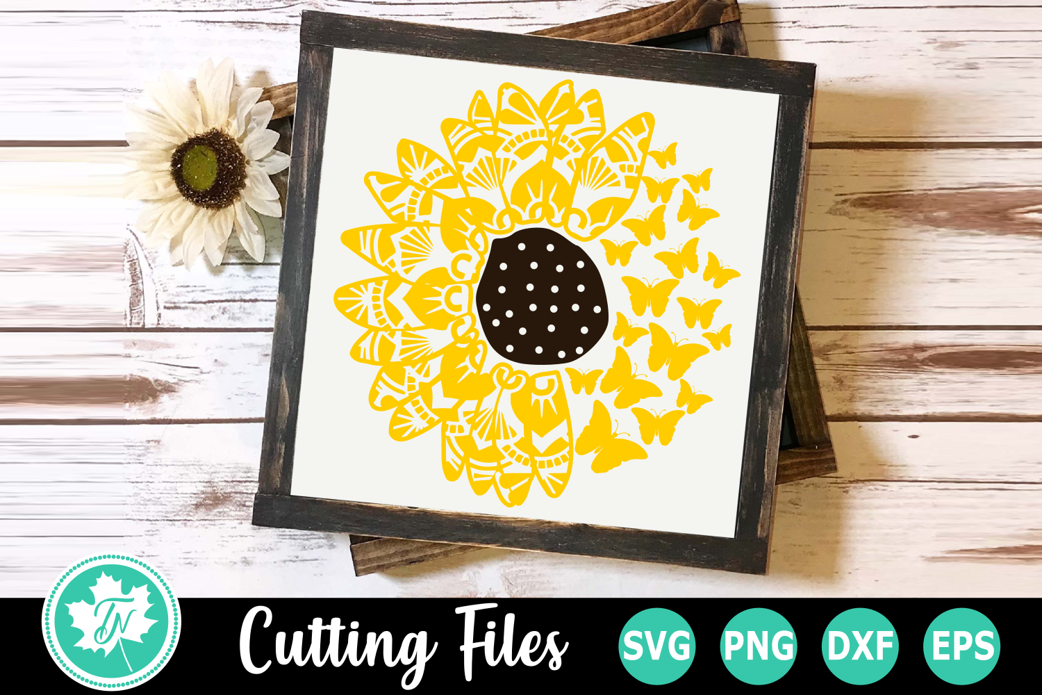 Download Sunflower Butterflies - A Mandala SVG Cut File