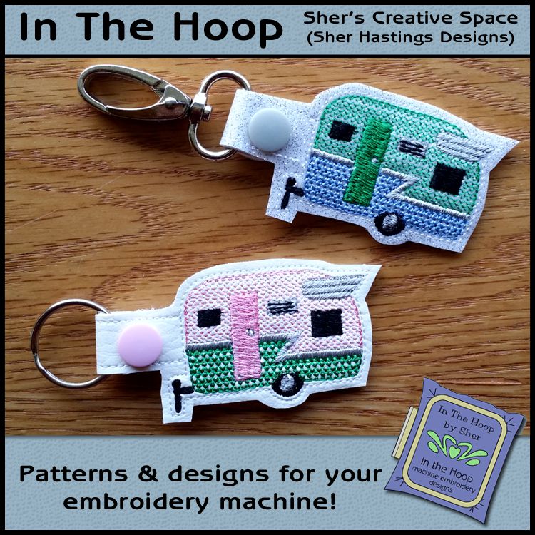 ITH Happy Camper Vinyl Key Fob Embroidery Design