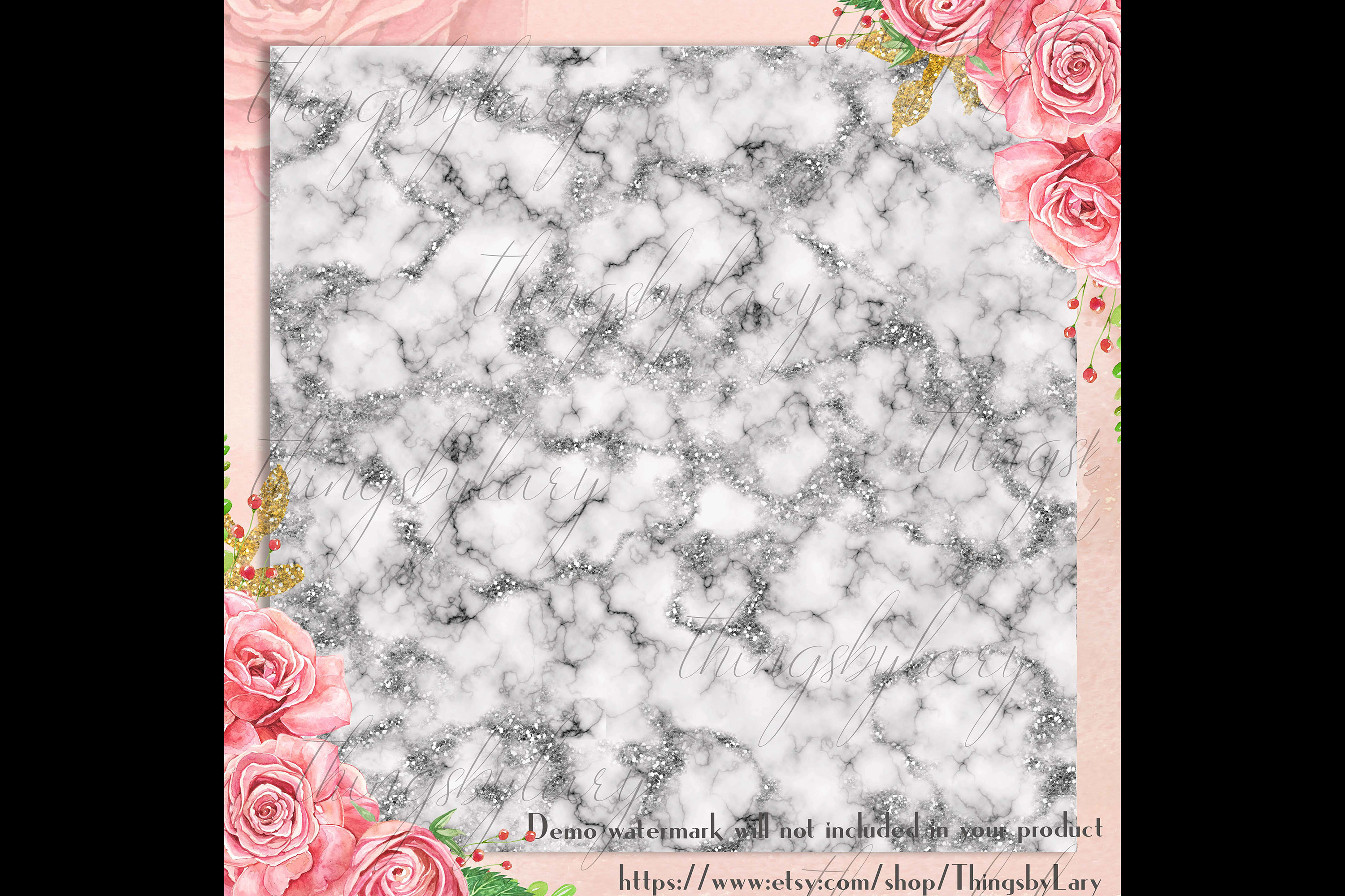 Download 16 Silver Glitter Marble Texture Digital Papers (136396 ...
