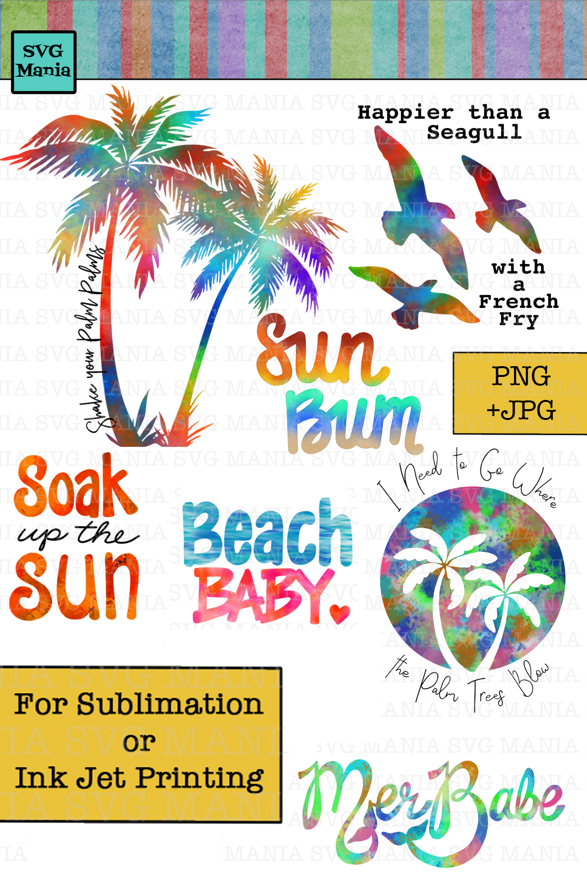 Download Summer | Beach Sublimation Design Bundle | 9 Beach PNG Files (267705) | Sublimation | Design Bundles