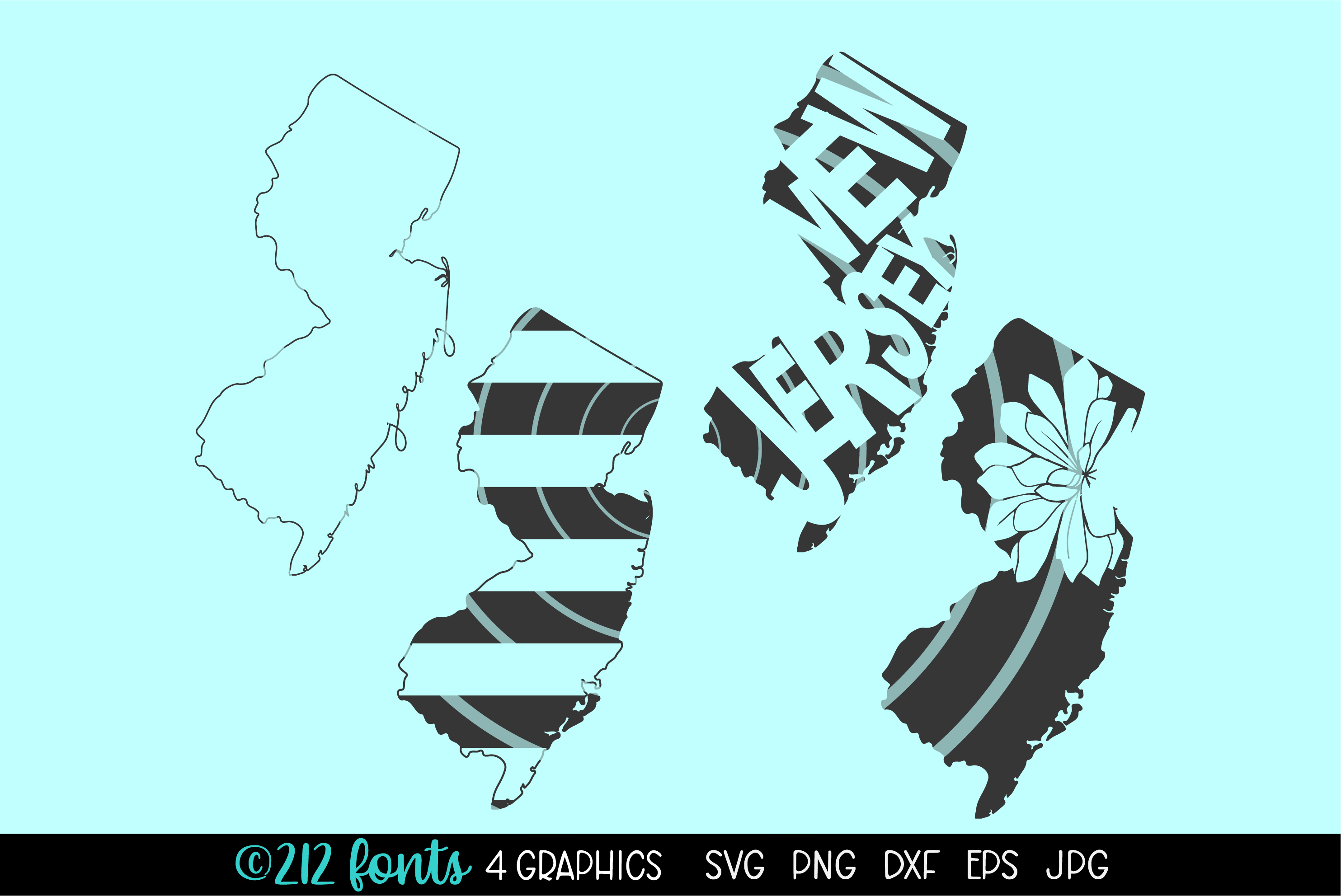 Download 4 New Jersey State Map Graphic Cut File Dxf Png Jpg Svg