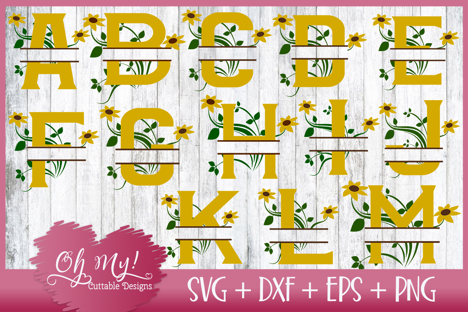 Download Split Sunflower Letters A - Z - Monograms - 26 Designs