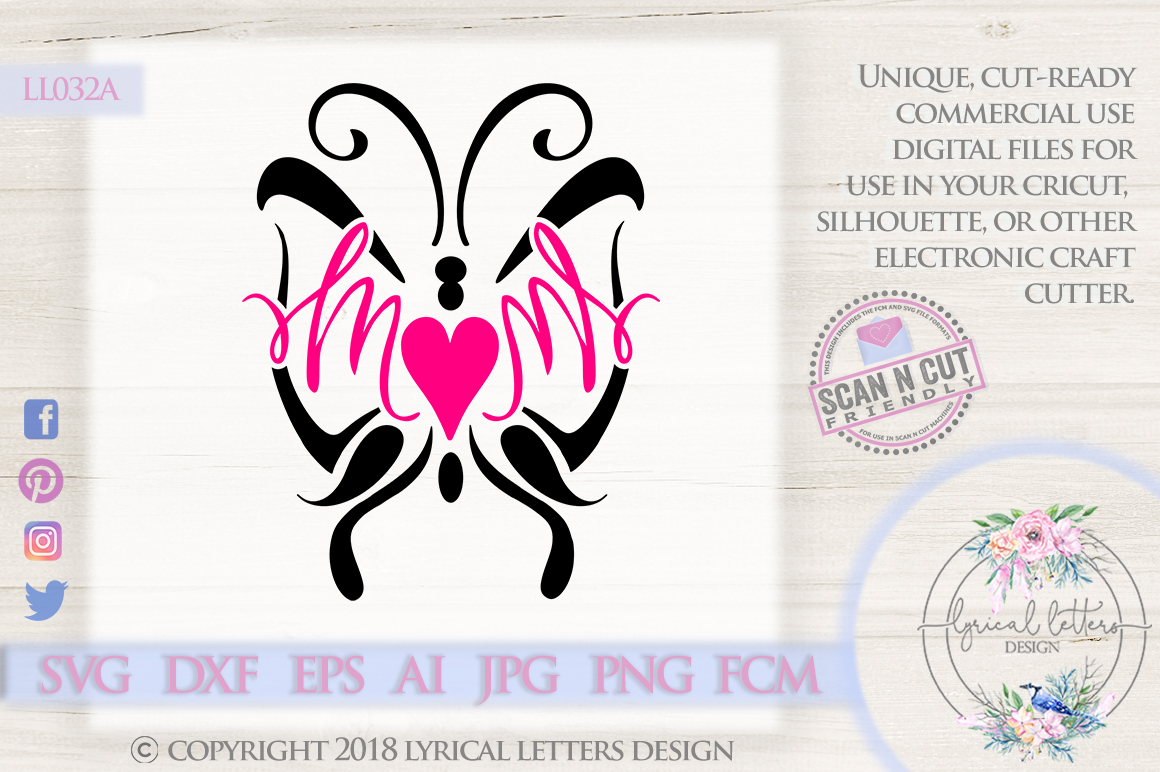 Mom Butterfly SVG DXF FCM LL032A (160154) | Cut Files | Design Bundles