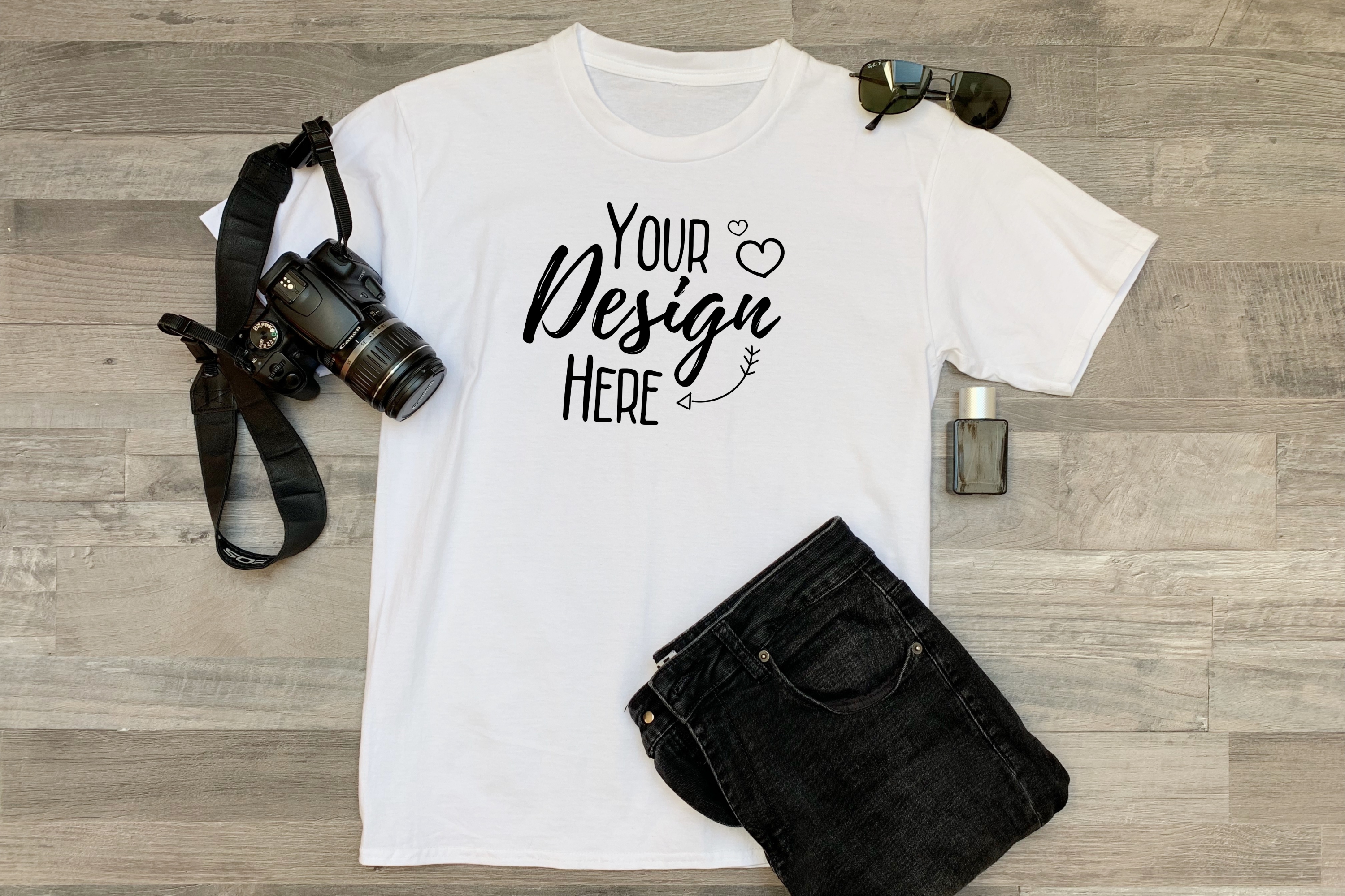 Classy White Summer T-Shirt Mockup / Flat Lay Display ...