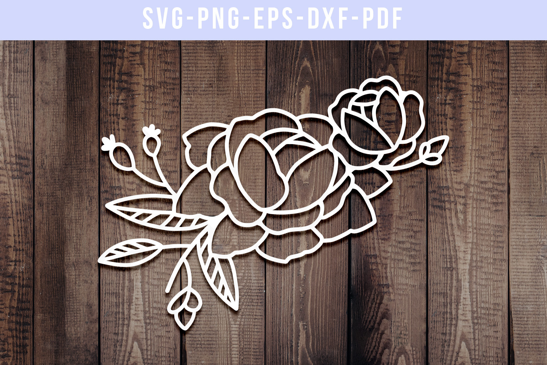 Roses Papercut Template, Flower Vinyl Design, SVG, PDF, DXF
