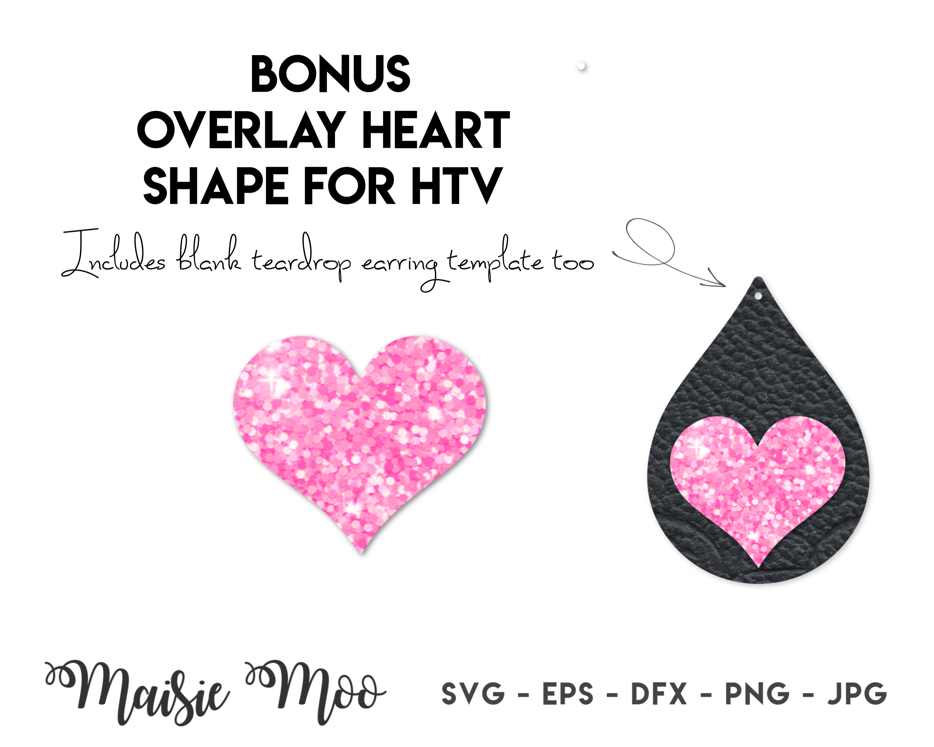 Download Valentine Earring Templates | Love Heart Earring SVG