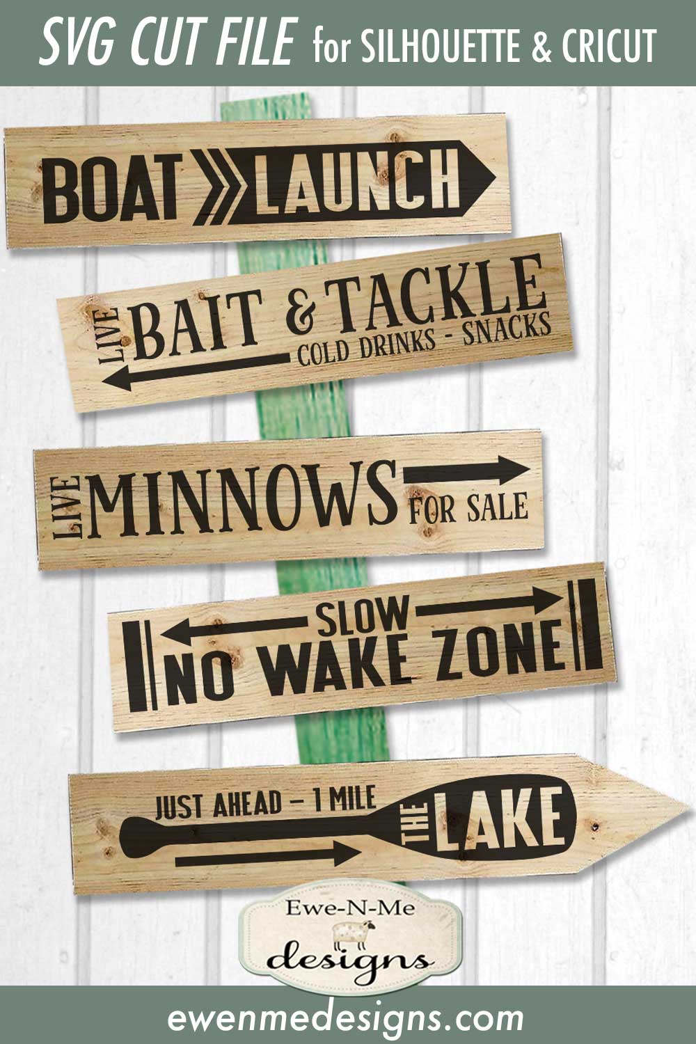 Download Directional Lake & Fishing Sign Designs Bundle - SVG Files