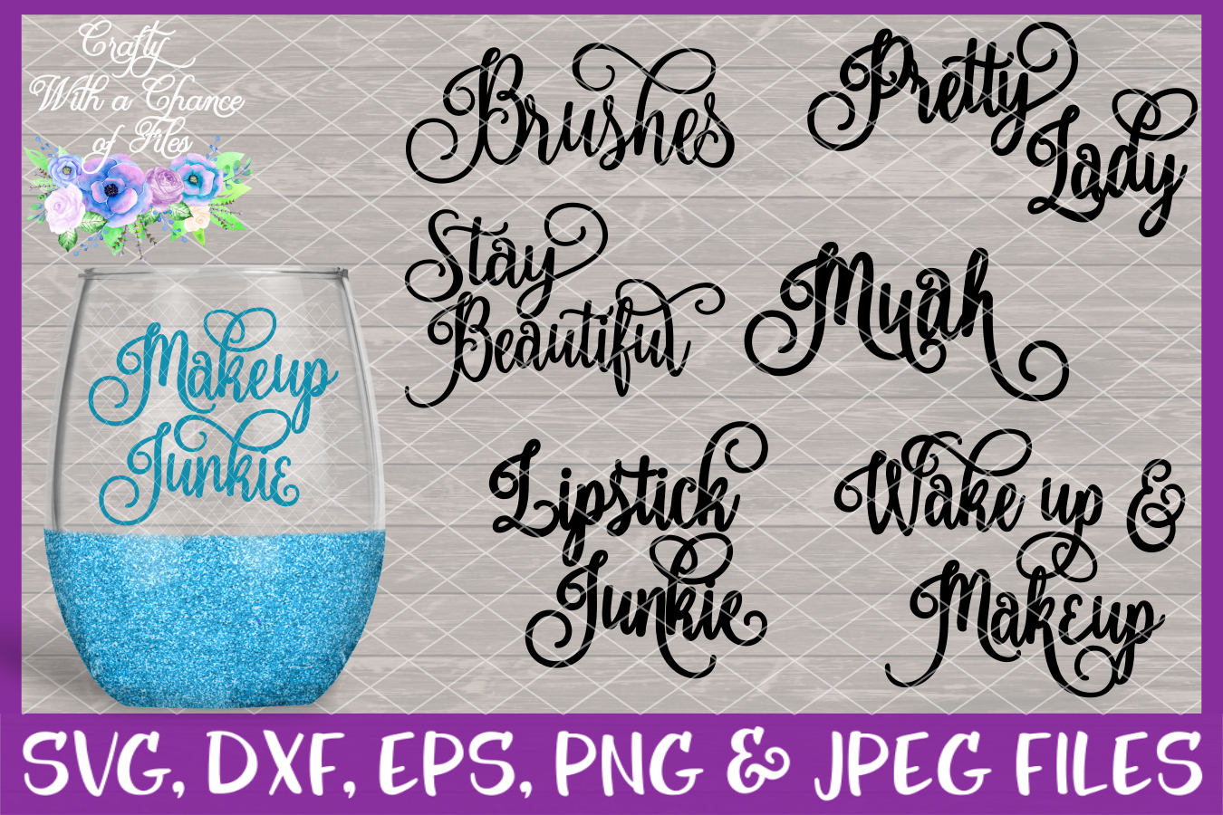 Download Makeup Words Brush Holder SVG Bundle for Cricut & Silhouette