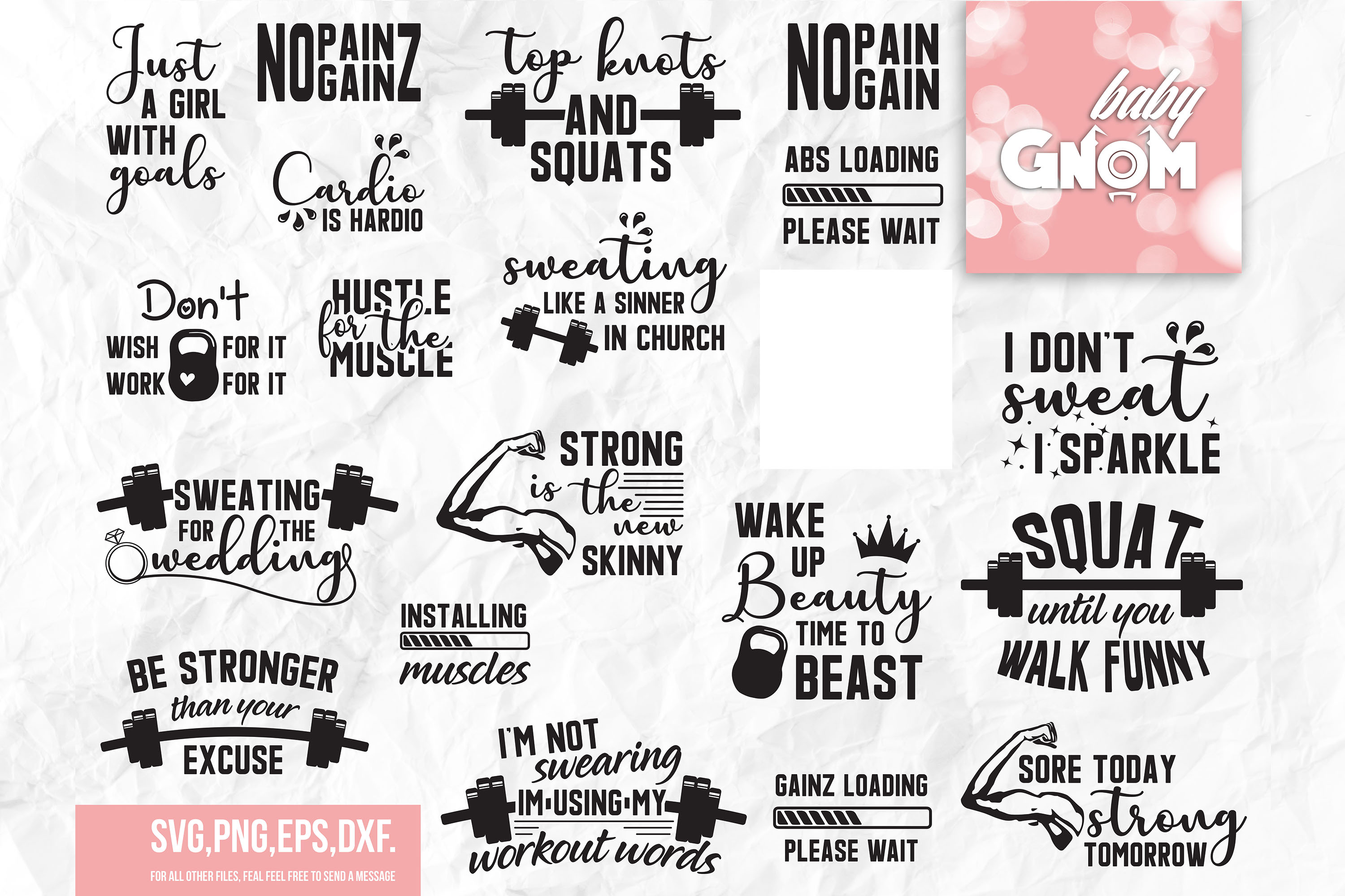 Download Workout SVG Bundle, Exercise Quotes, Fitness Quotes ...