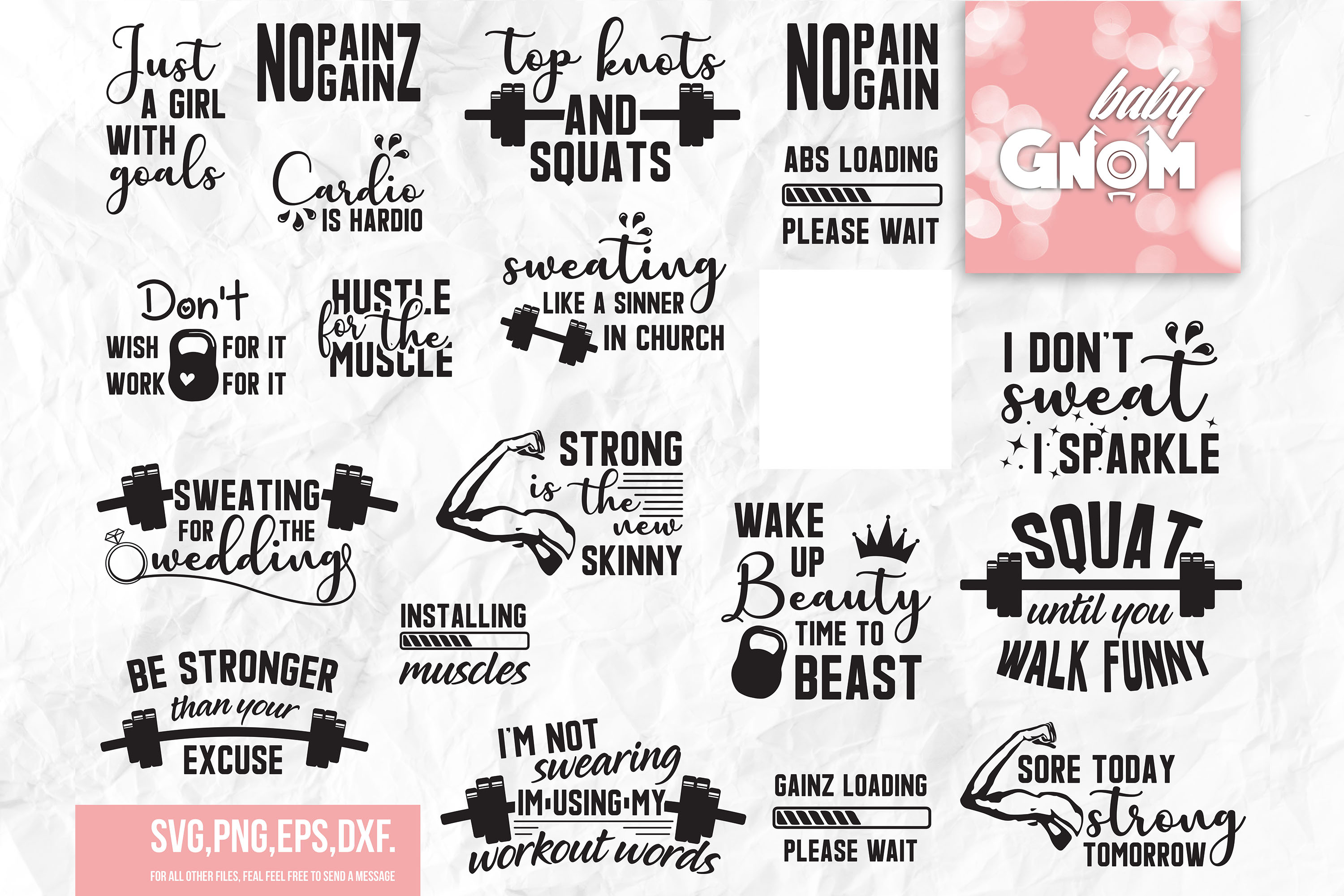 Workout SVG Bundle, Exercise Quotes, Fitness Quotes ...