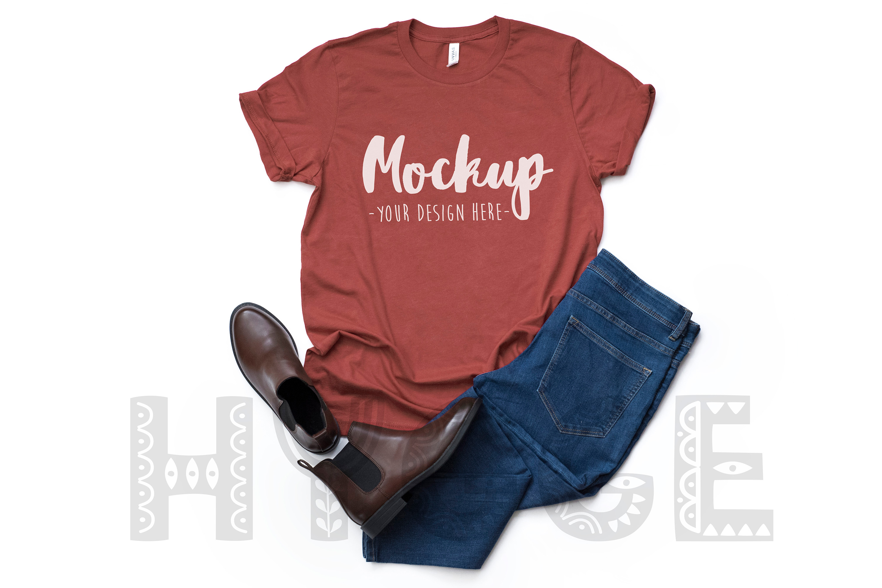 Download Tshirt Mockup Bella Canvas 3001 Rust Basic Tshirt Mockup ...