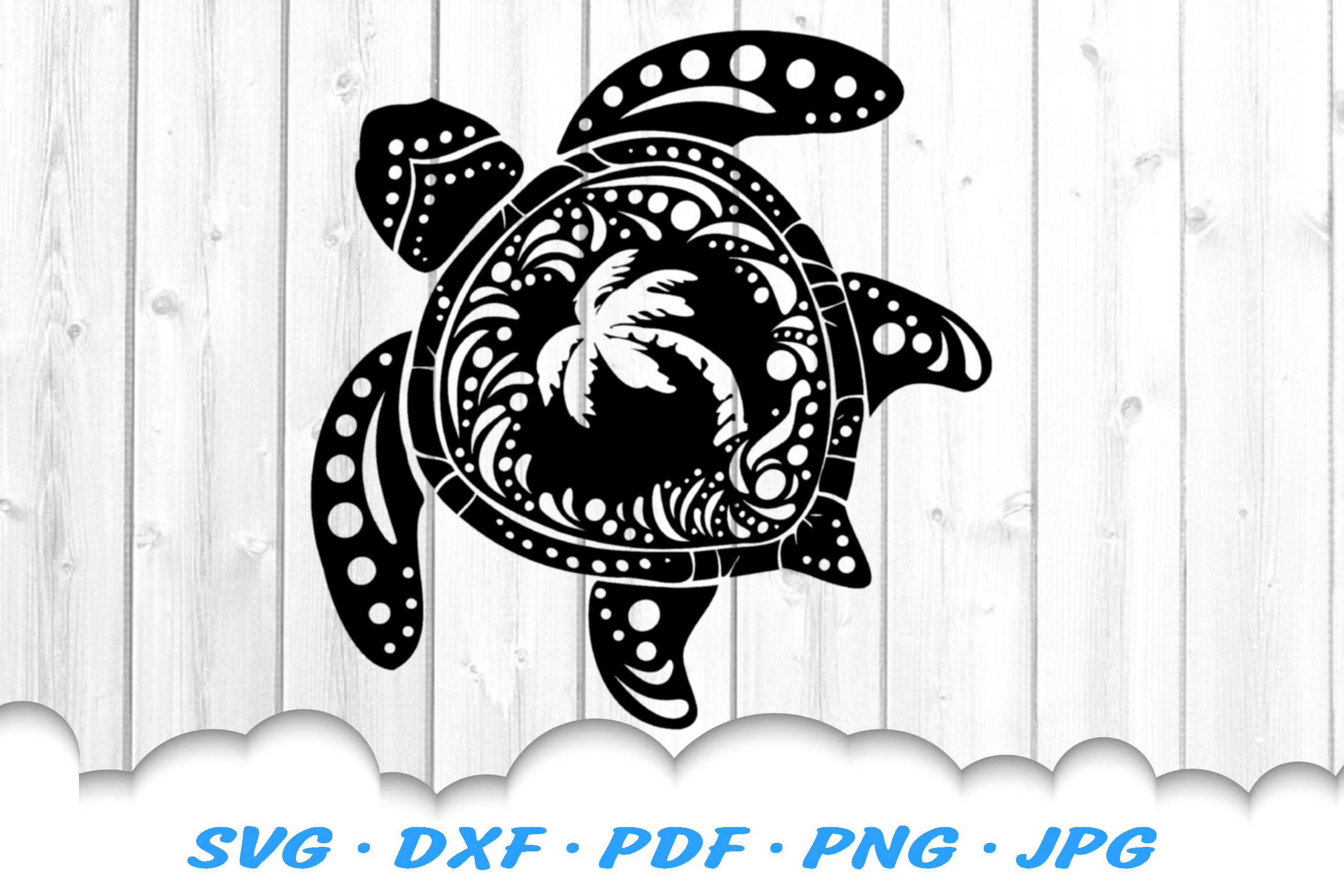 Mandala Sea Turtle Palm Beach SVG DXF Cut Files