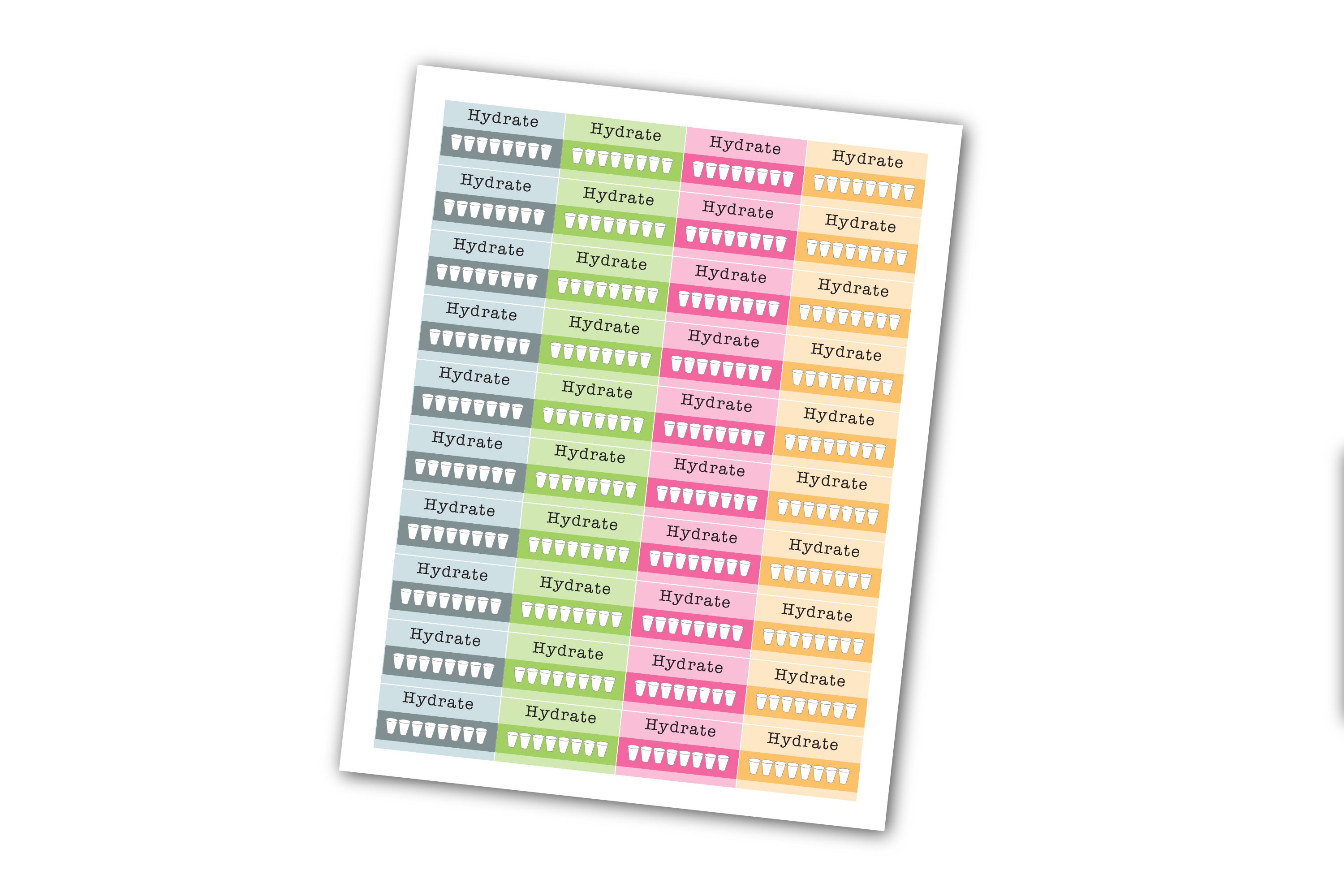 Hydrate Planner Sticker Sheet Printable
