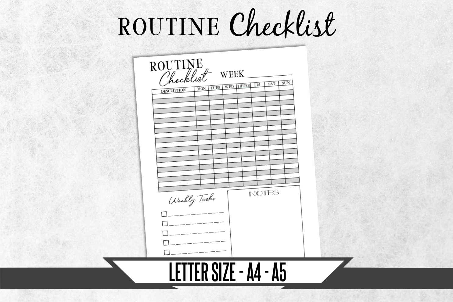 Routine Checklist Journal Printable Planner Page