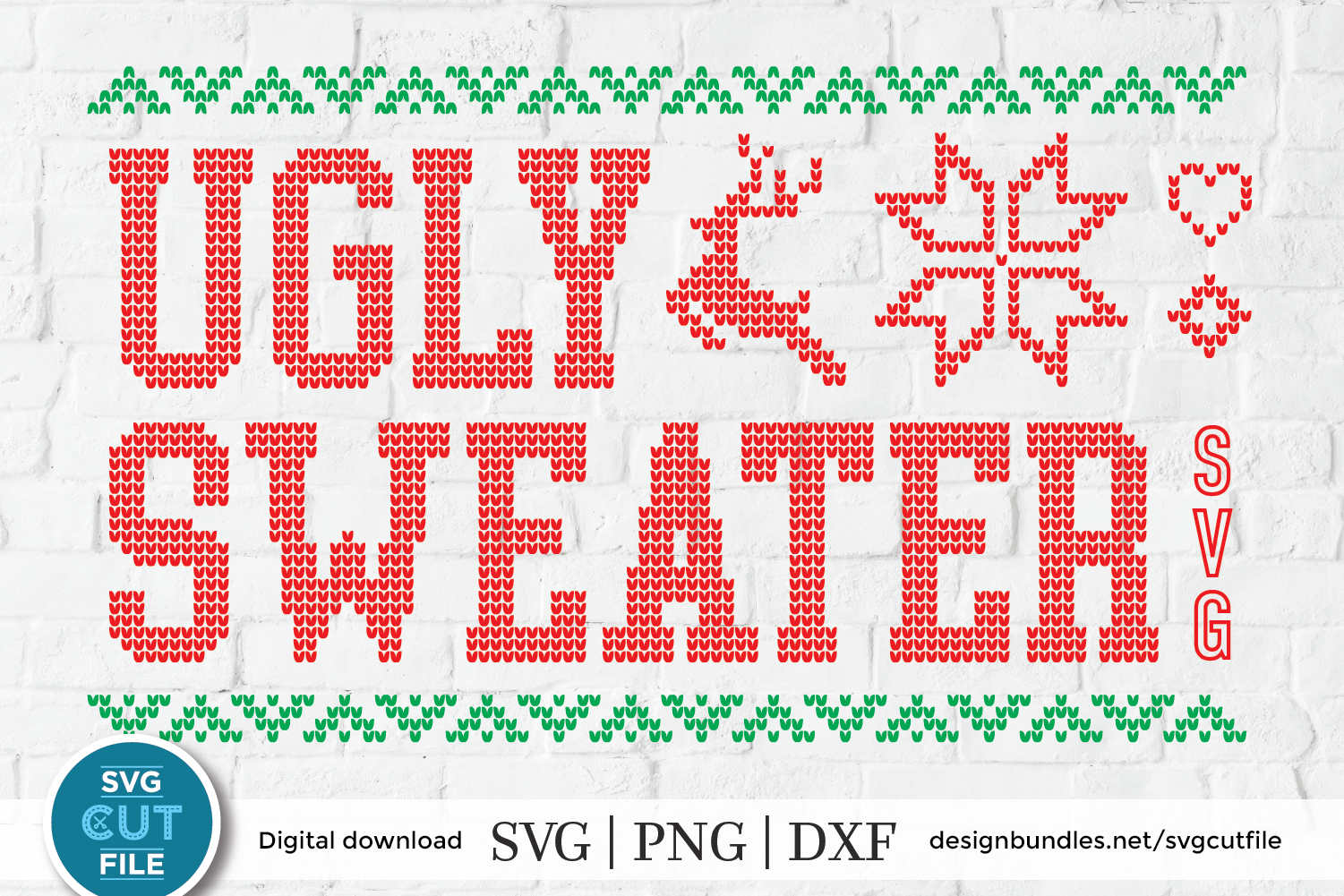 Ugly Christmas Sweater font svg, Tacky Christmas Jumper svg (402745