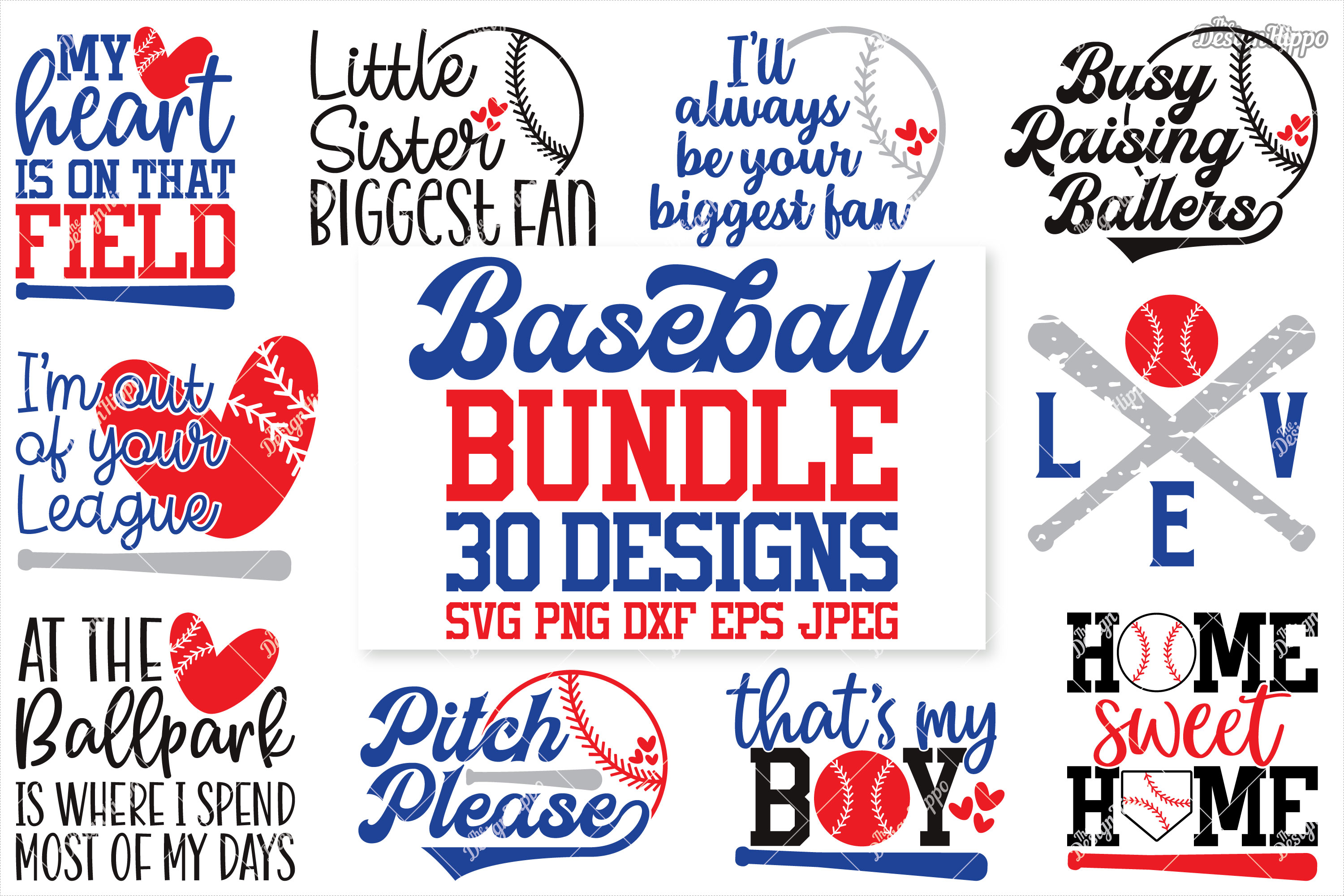 Download Baseball SVG Bundle, 30 Designs, DXF PNG EPS Cutting Files