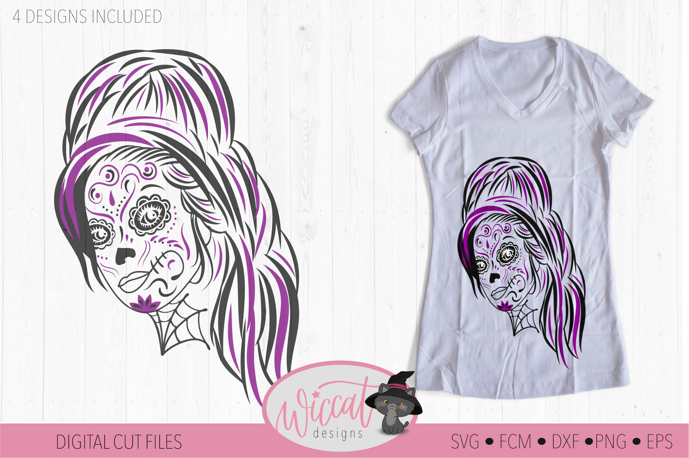 Download Sugar skull, halloween cut file, woman svg, doodle face svg