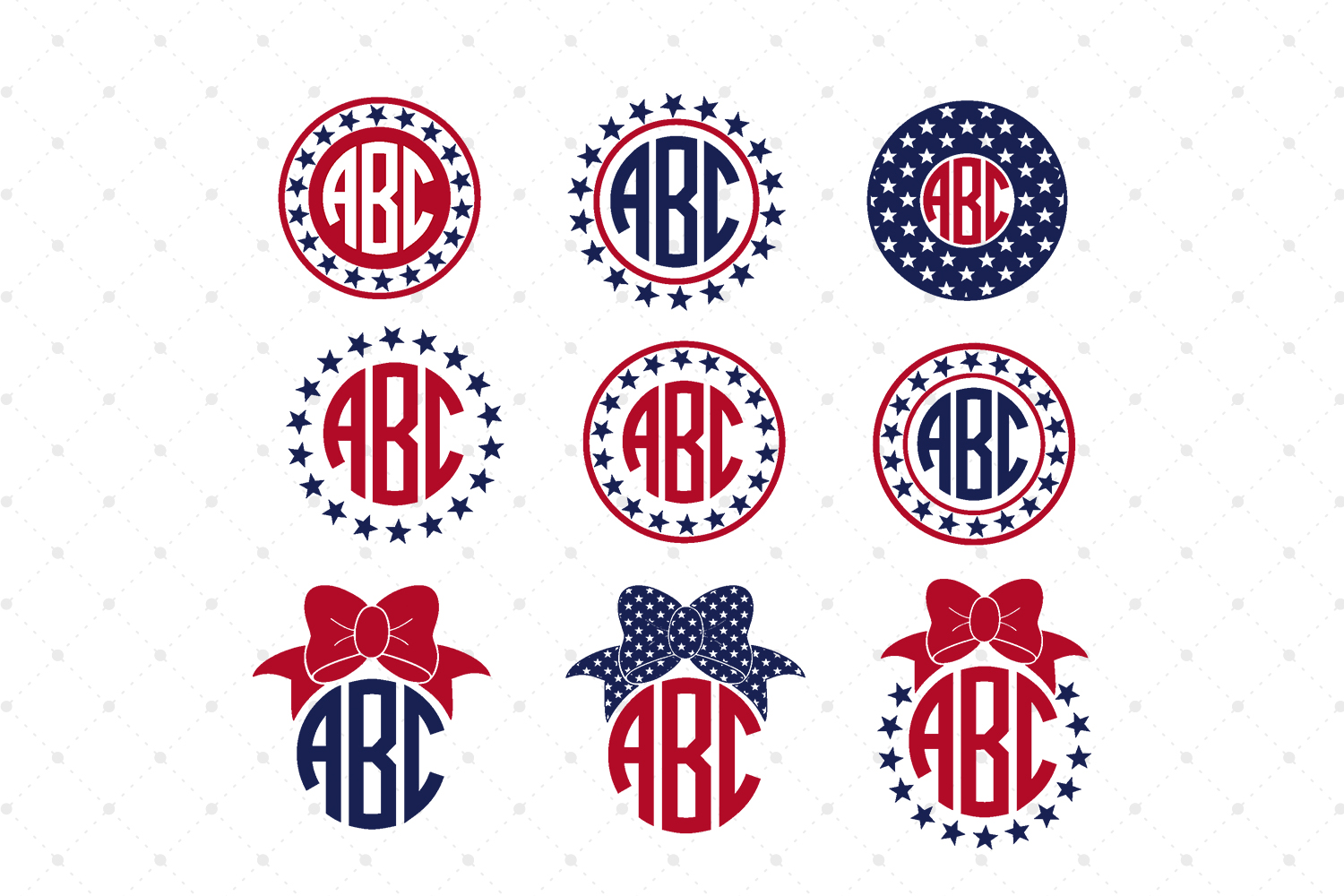 Download 4th of July Monogram Frames SVG Cut Files