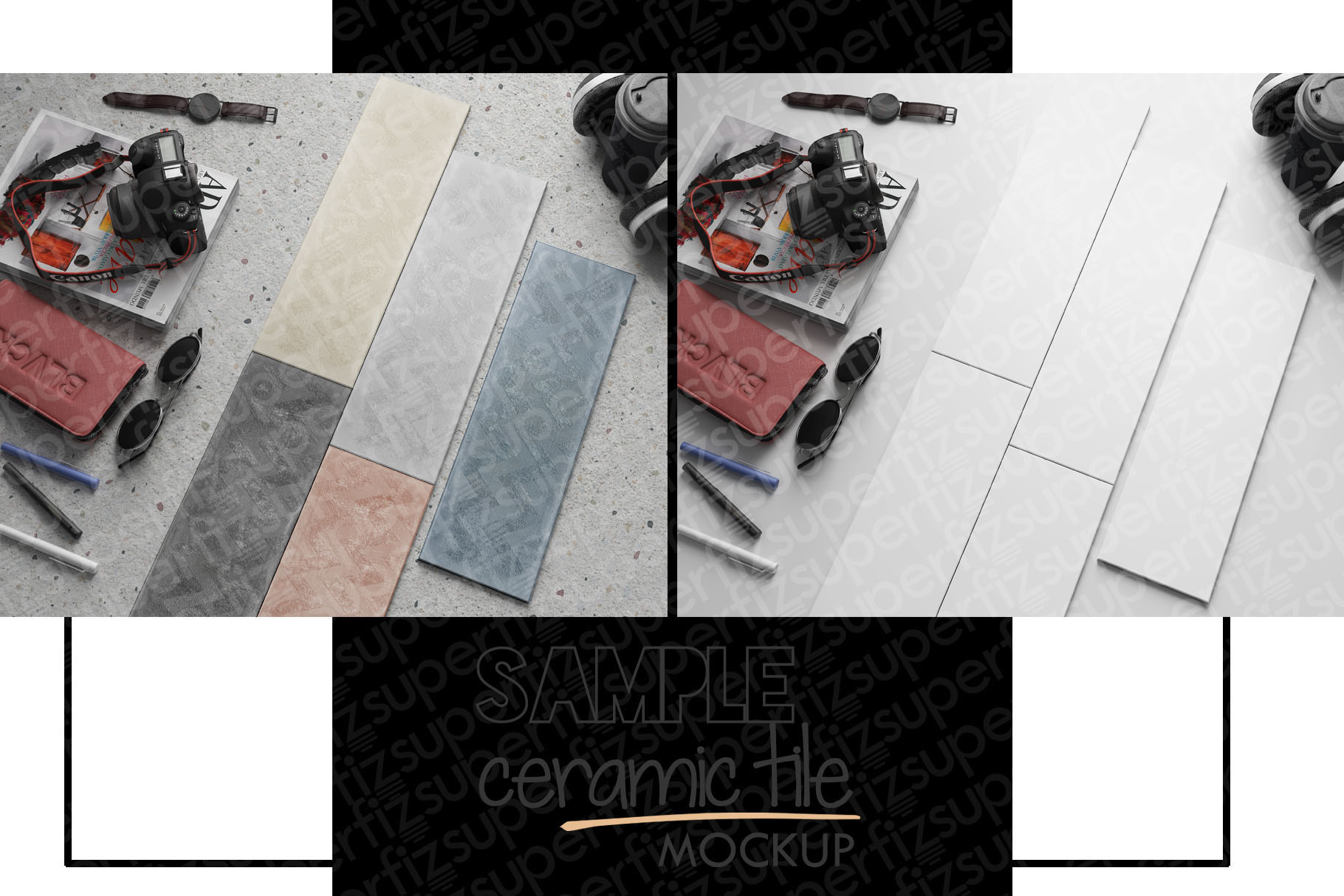 Sample Parquet Ceramic Tile Mockup PSD SM93R (306406