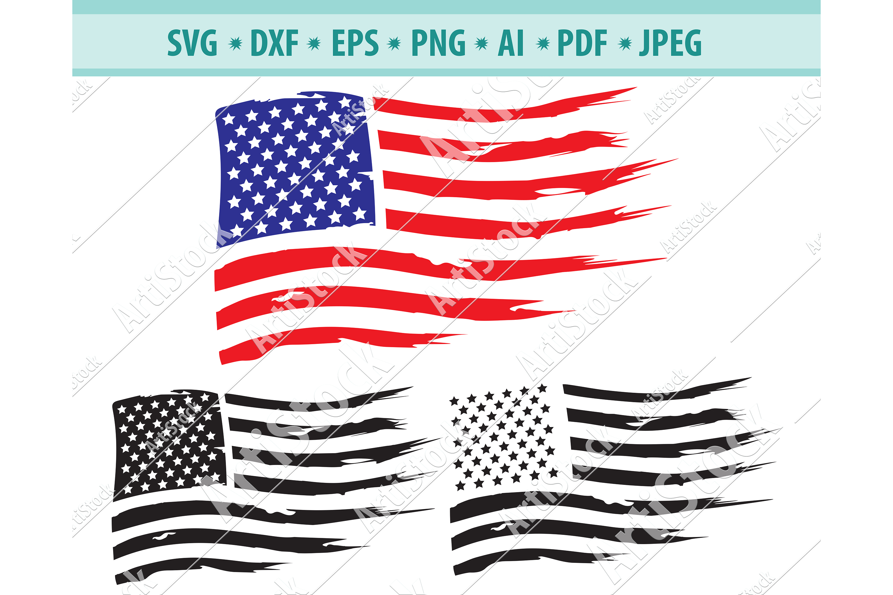 Download US flag svg, Distressed flag Png, Americans flag Dxf, Eps