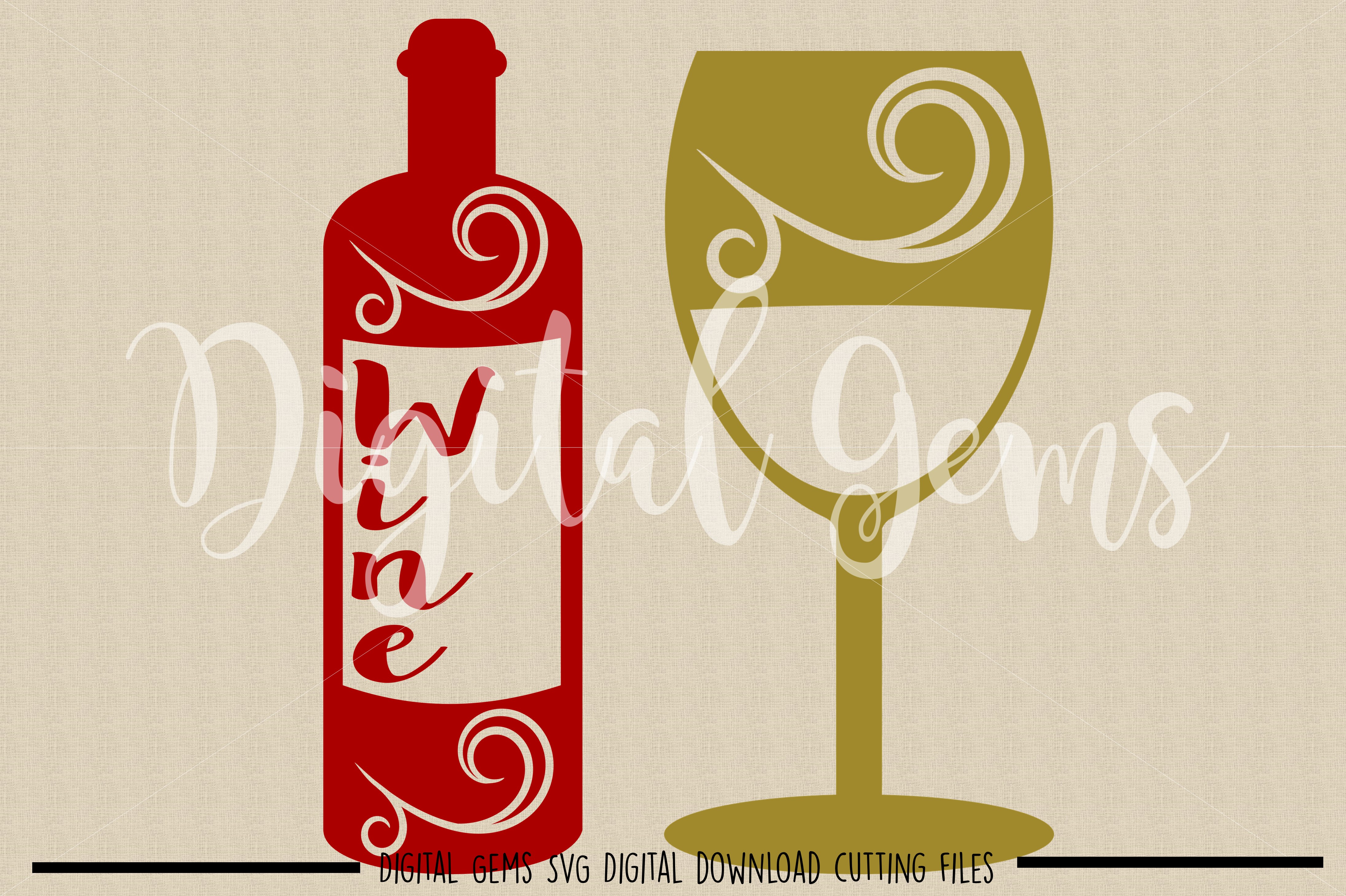 Wine bottle and glass SVG / EPS / DXF / PNG Files (27452) | SVGs ...