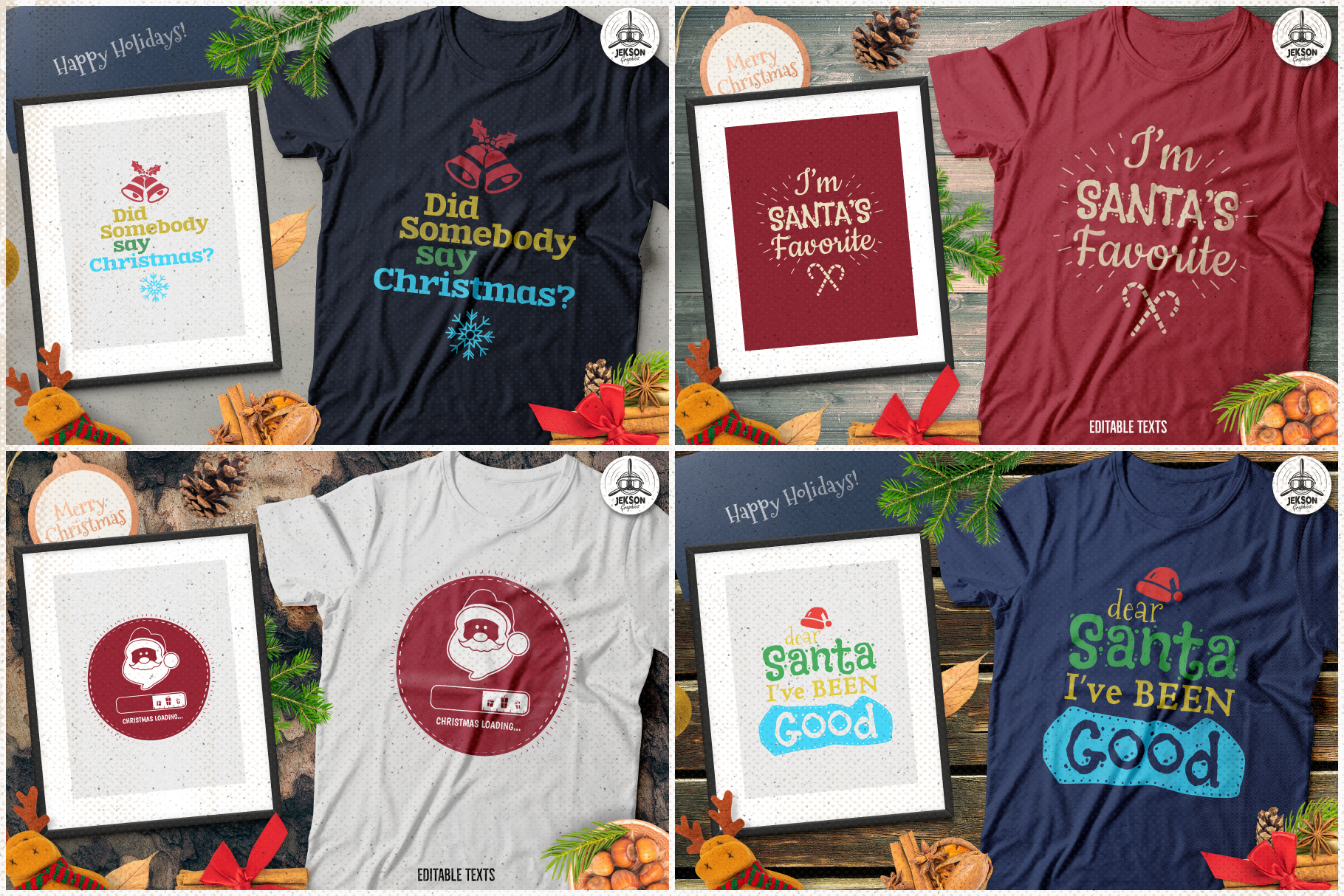 Download Christmas T-Shirts Bundle, Retro Design. Xmas Tees SVG ...