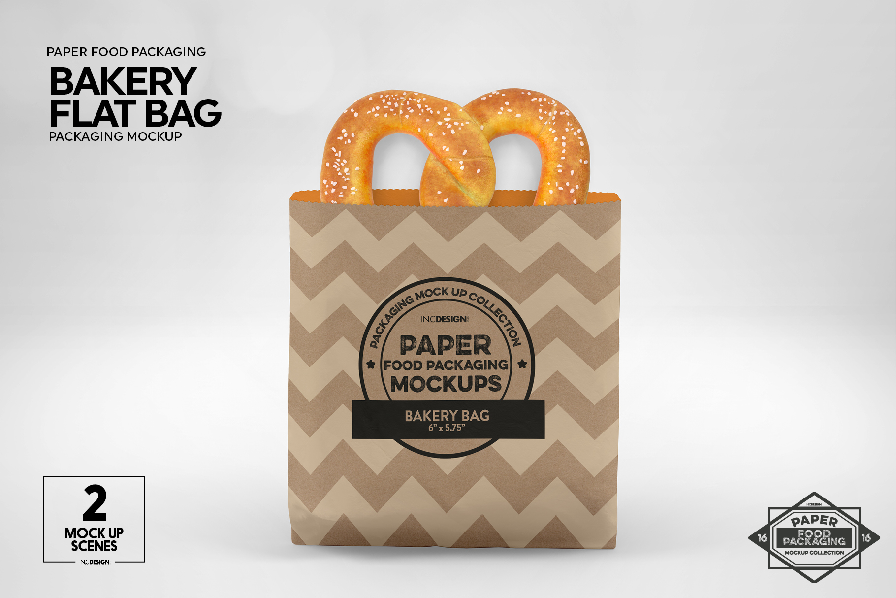 Download Paper Bakery Flat Bag Packaging MockUp