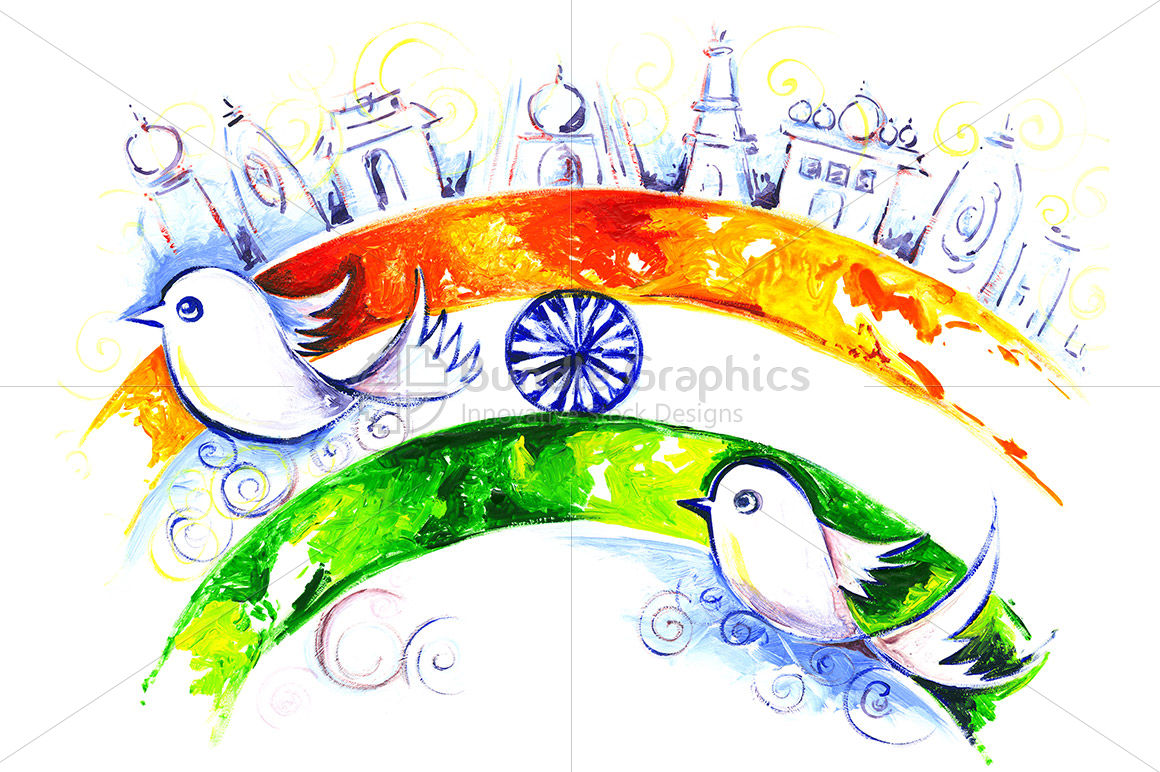 Independence Day of India Handmade Painting